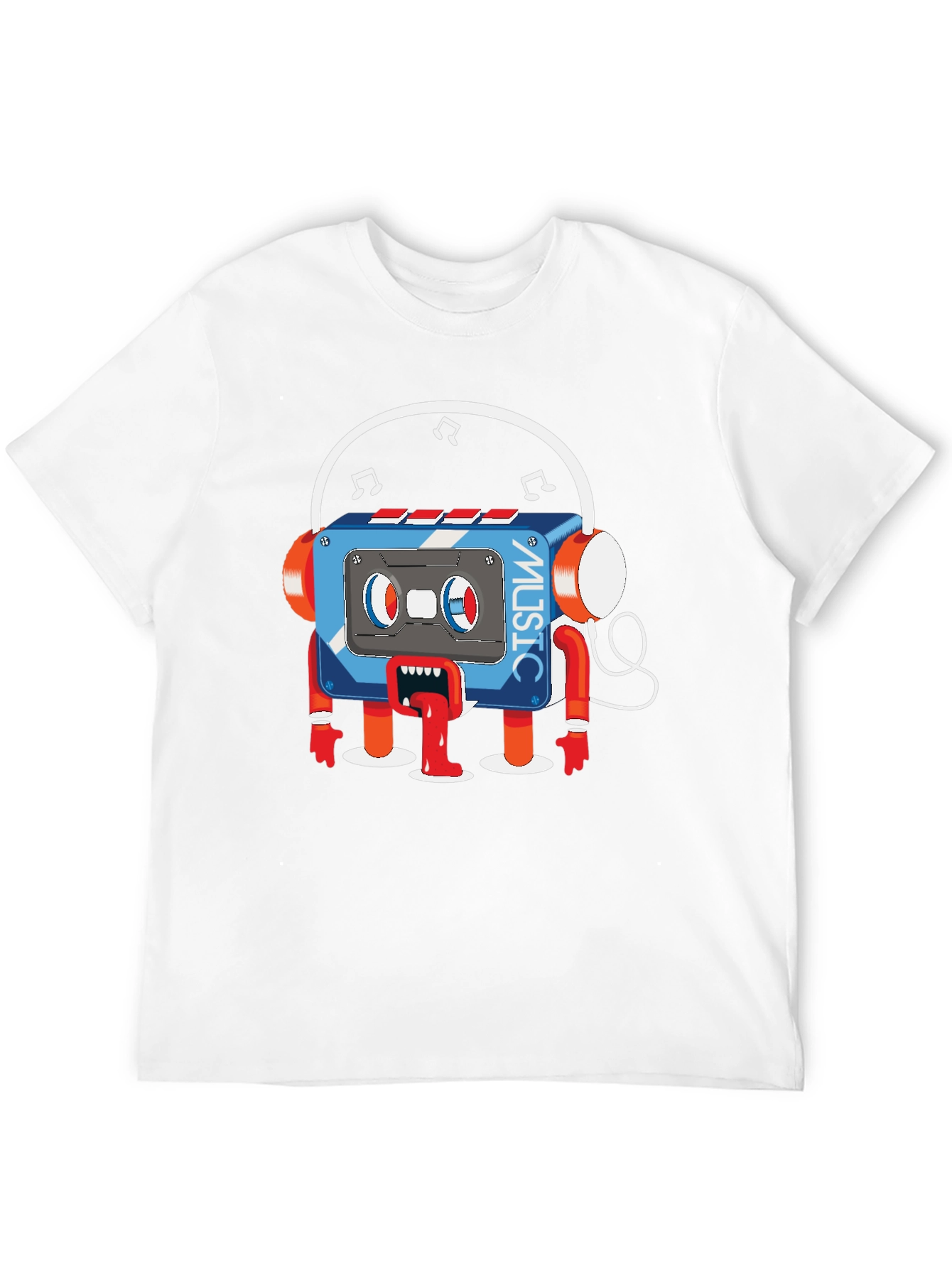 Cartoon Cassette Tape Music Graphic T-Shirt