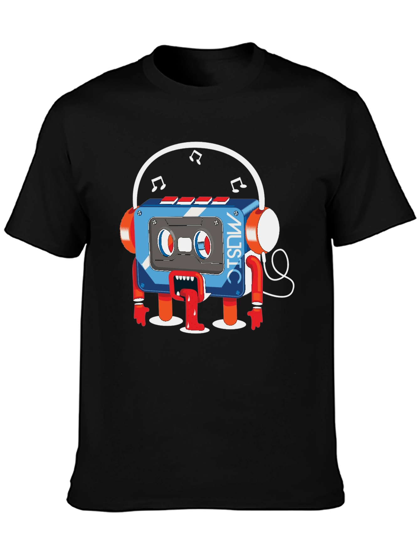 Cartoon Cassette Tape Music Graphic T-Shirt