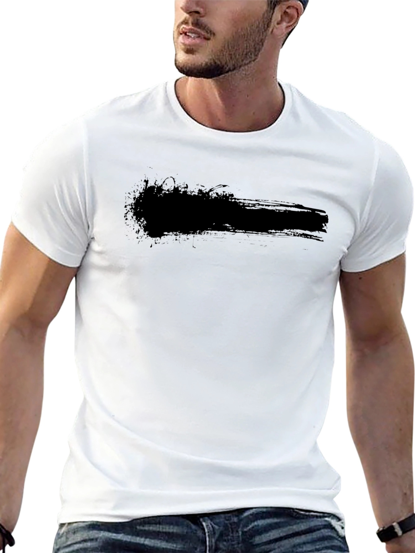 Mens Black Graphic Tee - Grunge Style