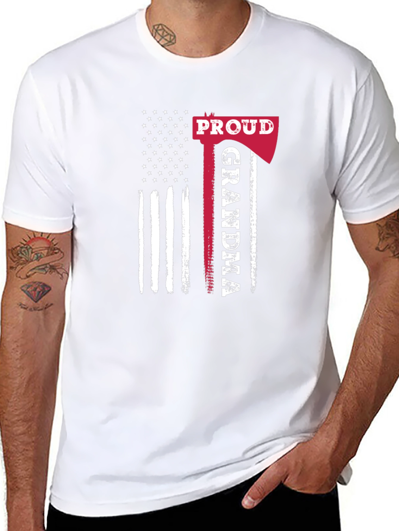 Proud Grandma American Flag Axe T-Shirt
