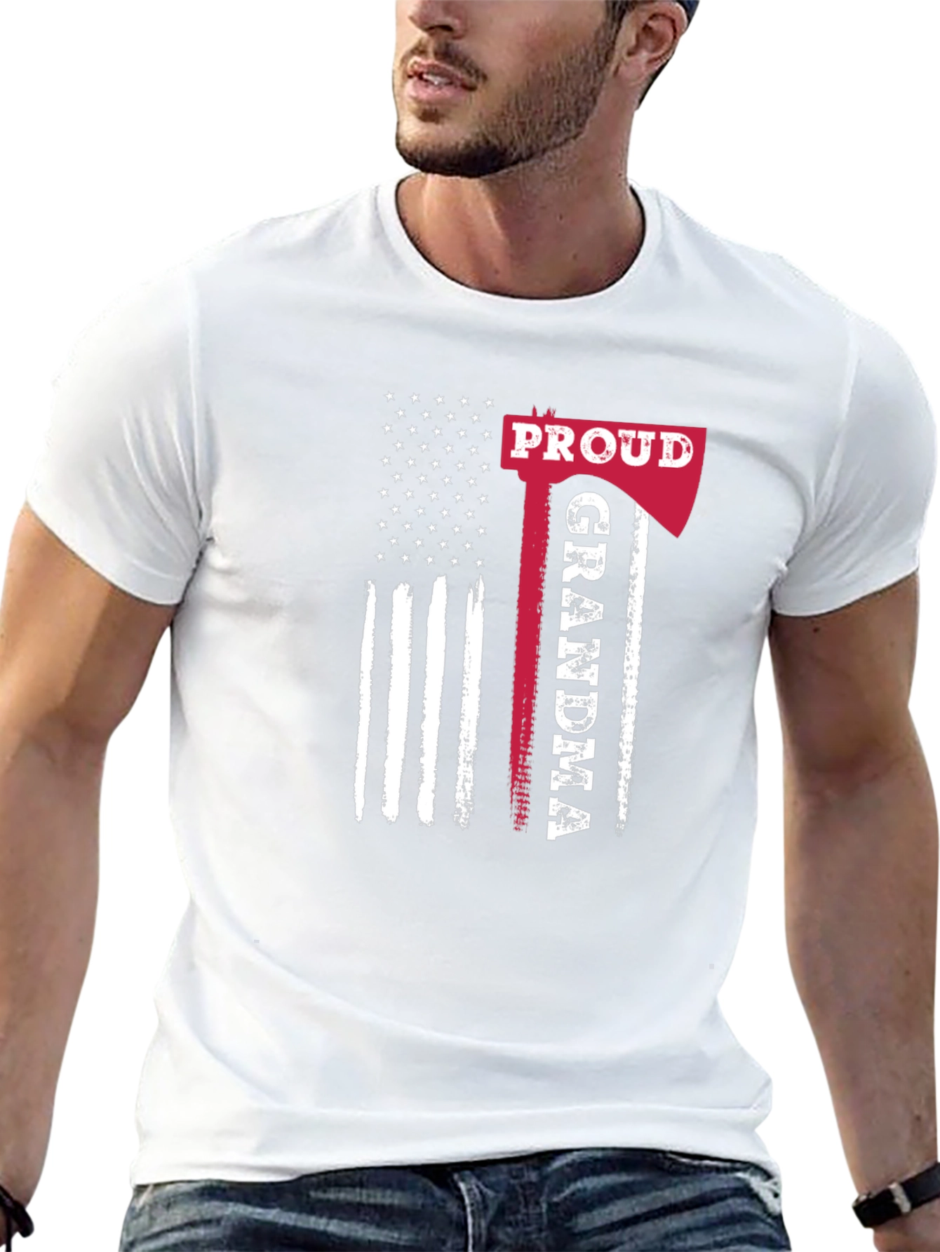 Proud Grandma American Flag Axe T-Shirt
