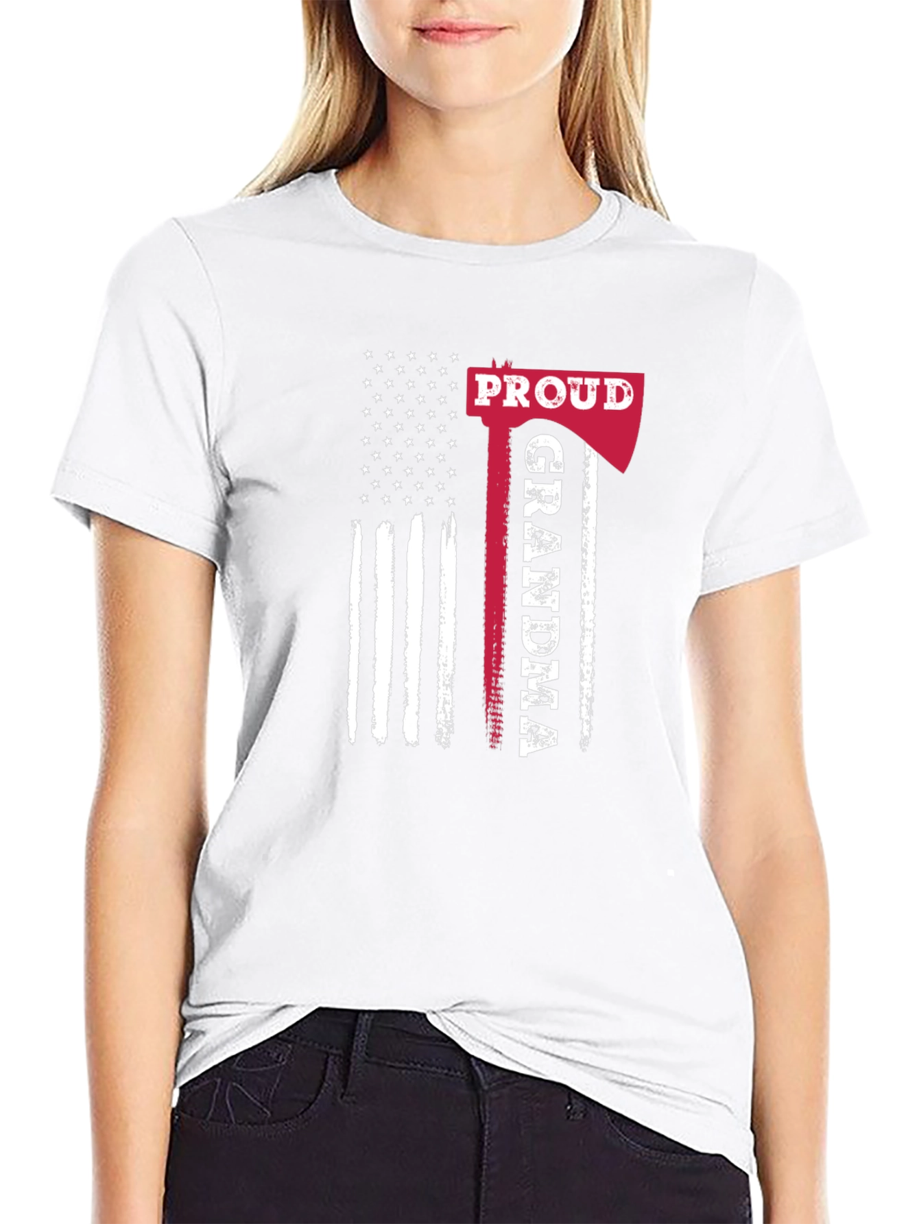 Proud Grandma American Flag Axe T-Shirt