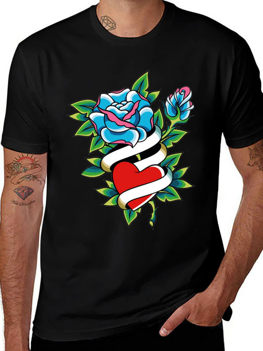 Rose Heart Tattoo Graphic T-Shirt