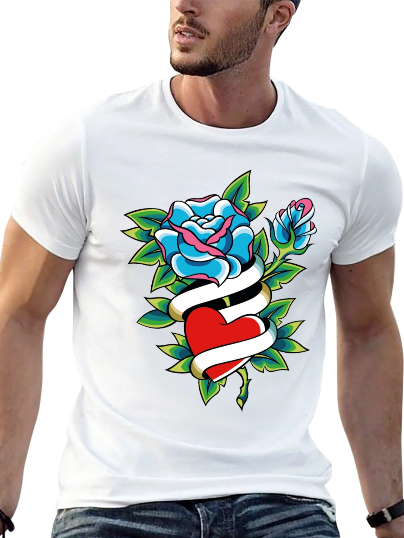 Rose Heart Tattoo Graphic T-Shirt