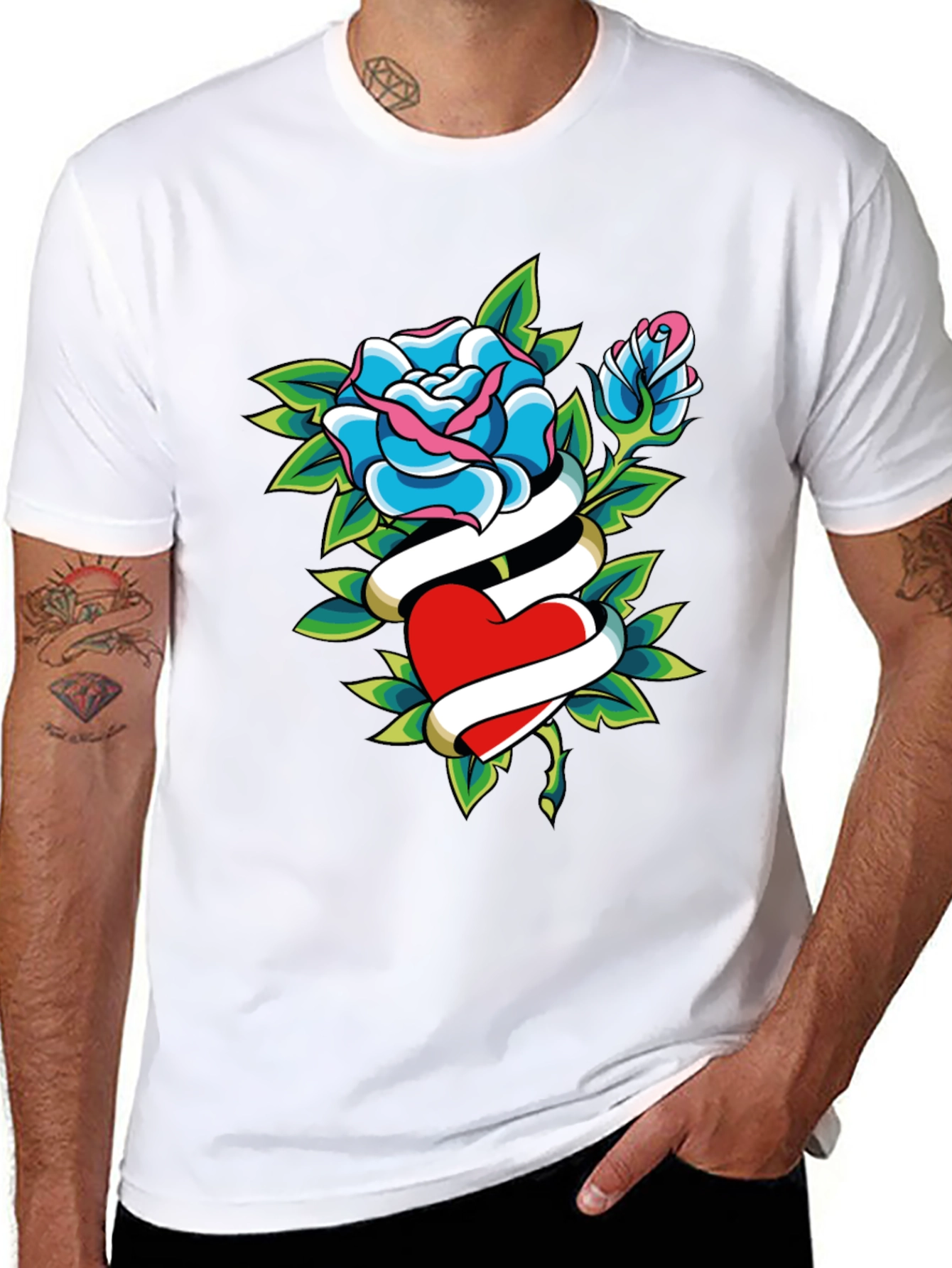 Rose Heart Tattoo Graphic T-Shirt