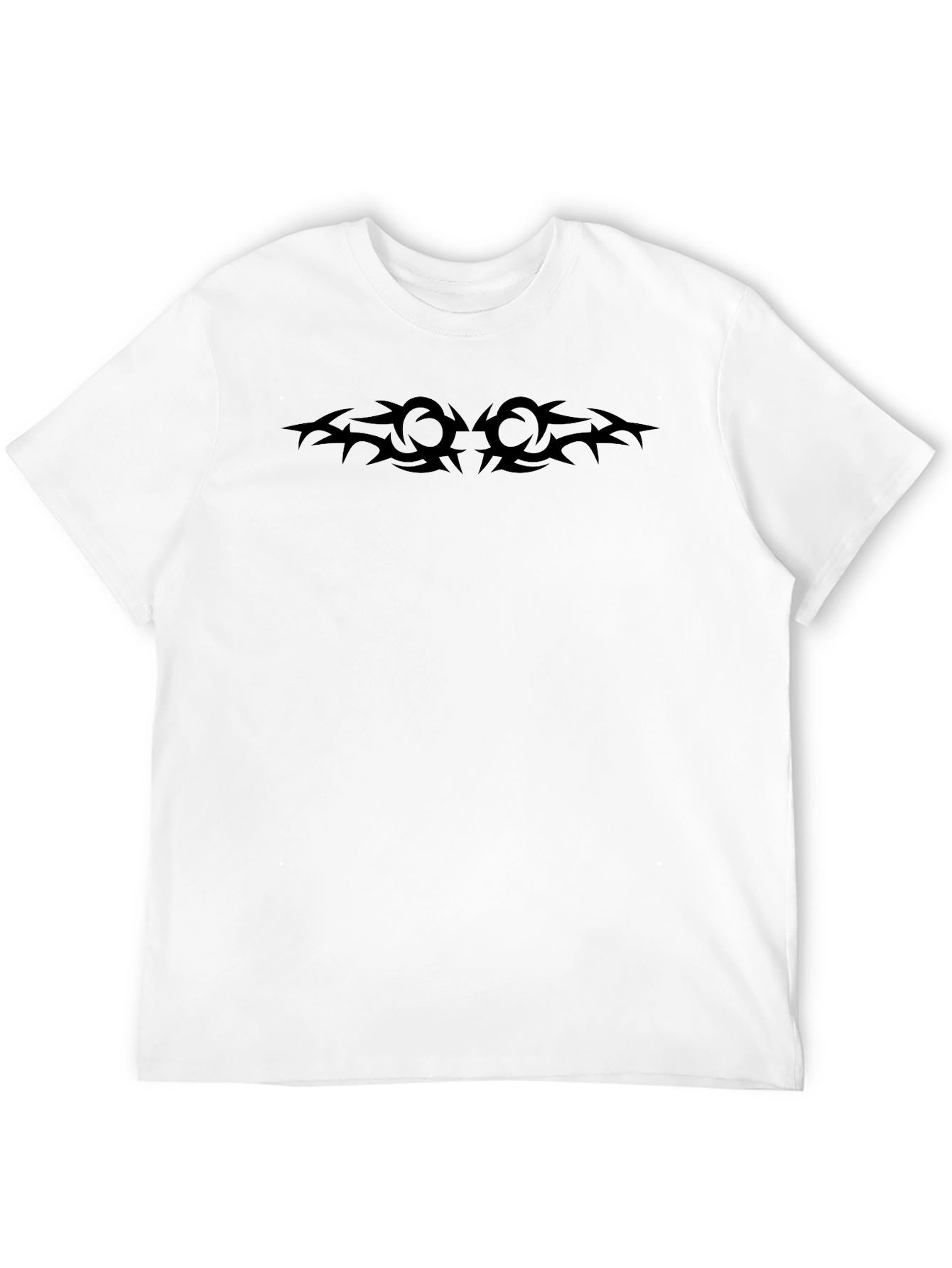 Mens Black Crew Neck T-Shirt with Tribal Design