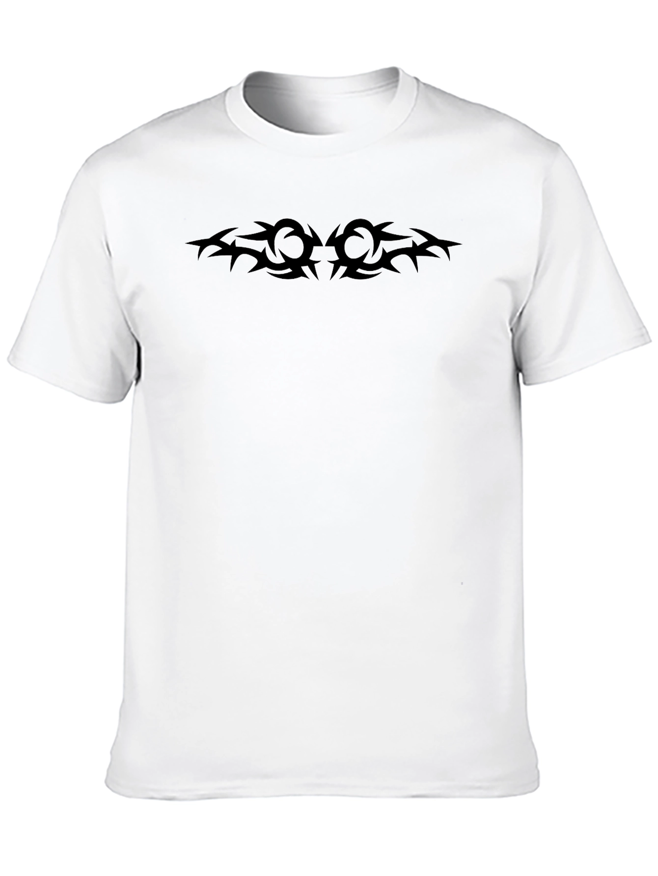 Mens Black Crew Neck T-Shirt with Tribal Design