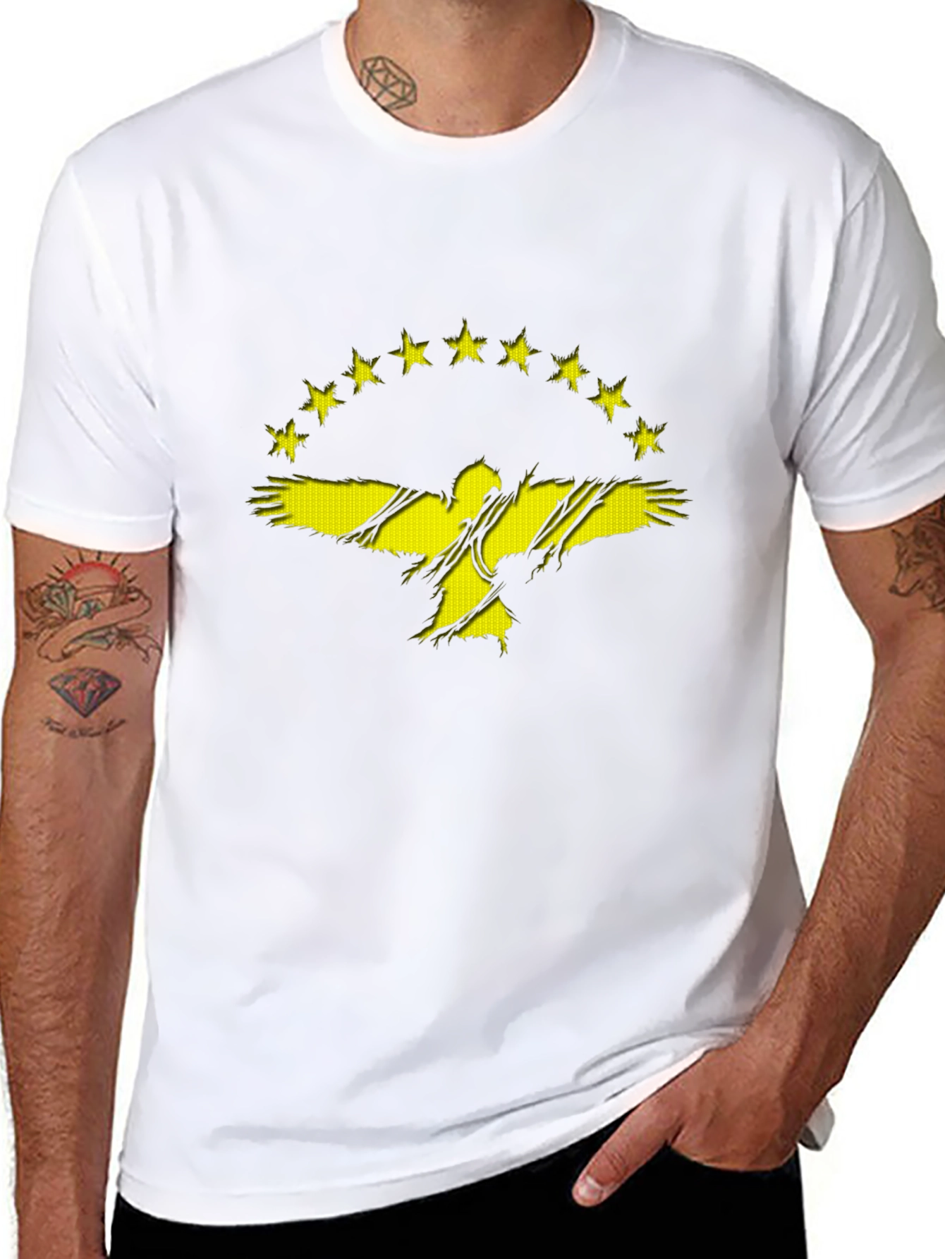 Distressed Eagle & Stars Graphic T-Shirt