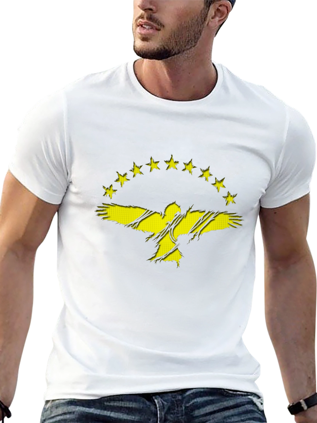 Distressed Eagle & Stars Graphic T-Shirt