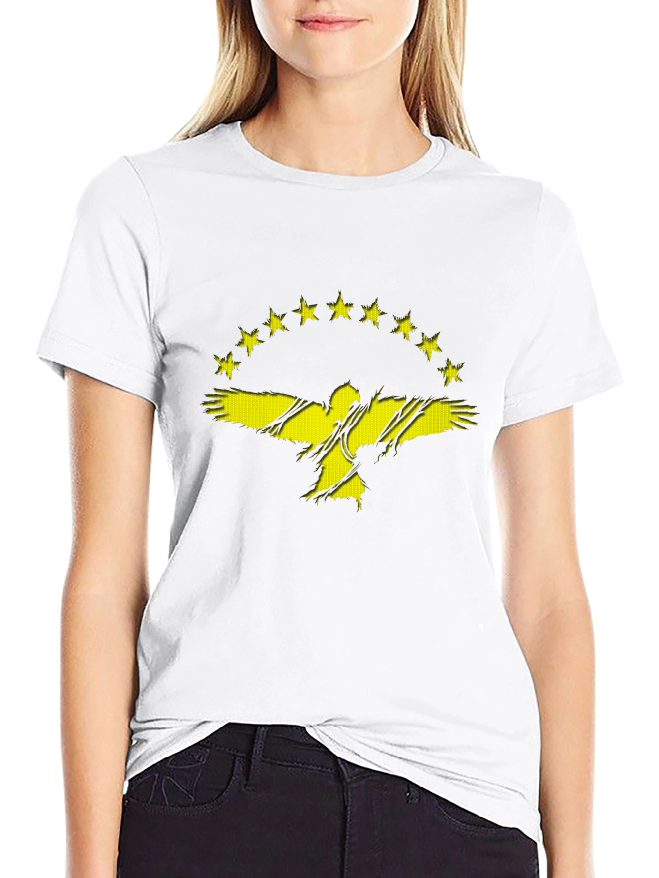 Distressed Eagle & Stars Graphic T-Shirt