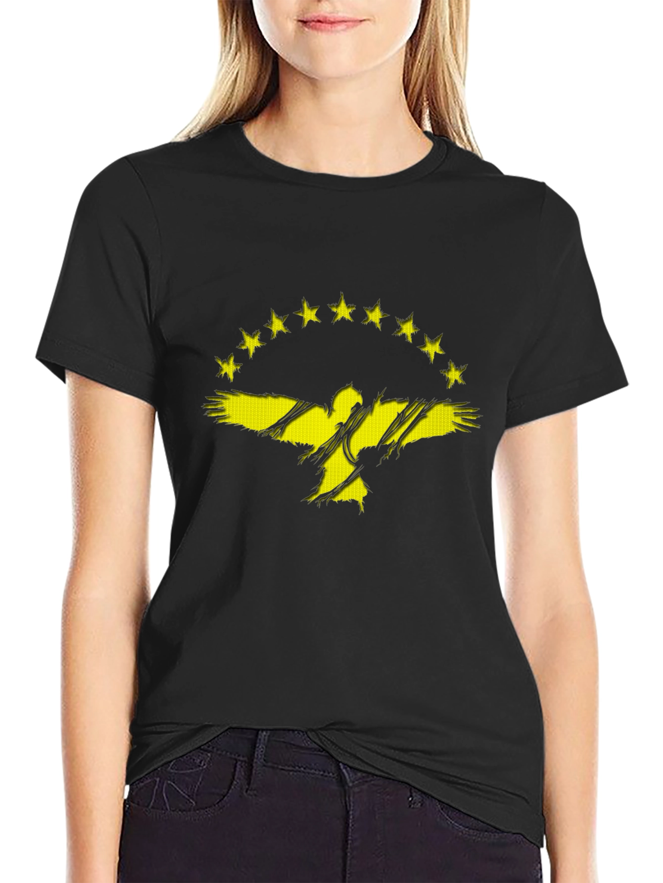 Distressed Eagle & Stars Graphic T-Shirt
