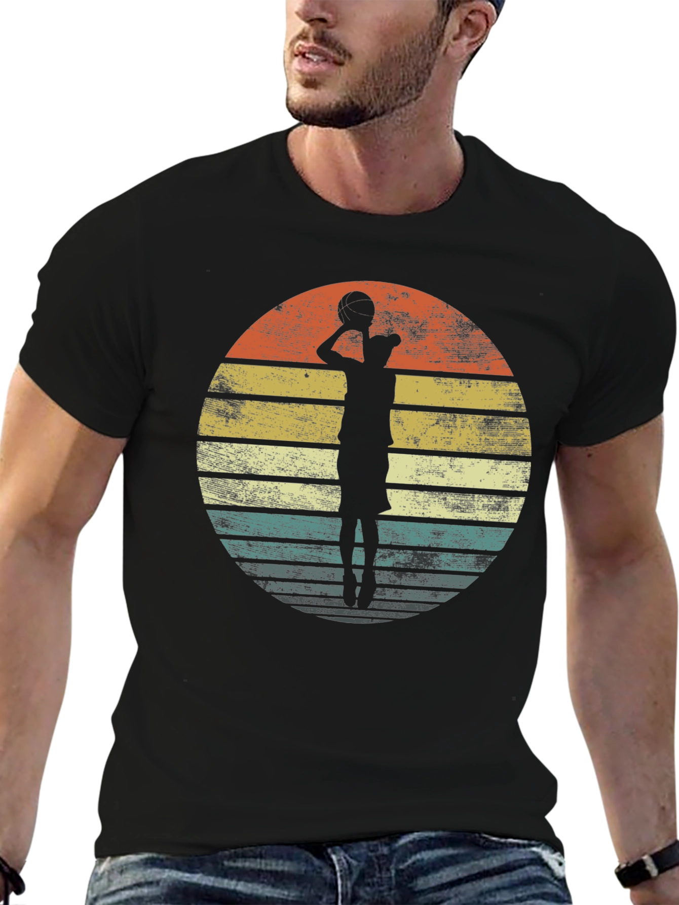 Retro Basketball Player Graphic T-Shirt