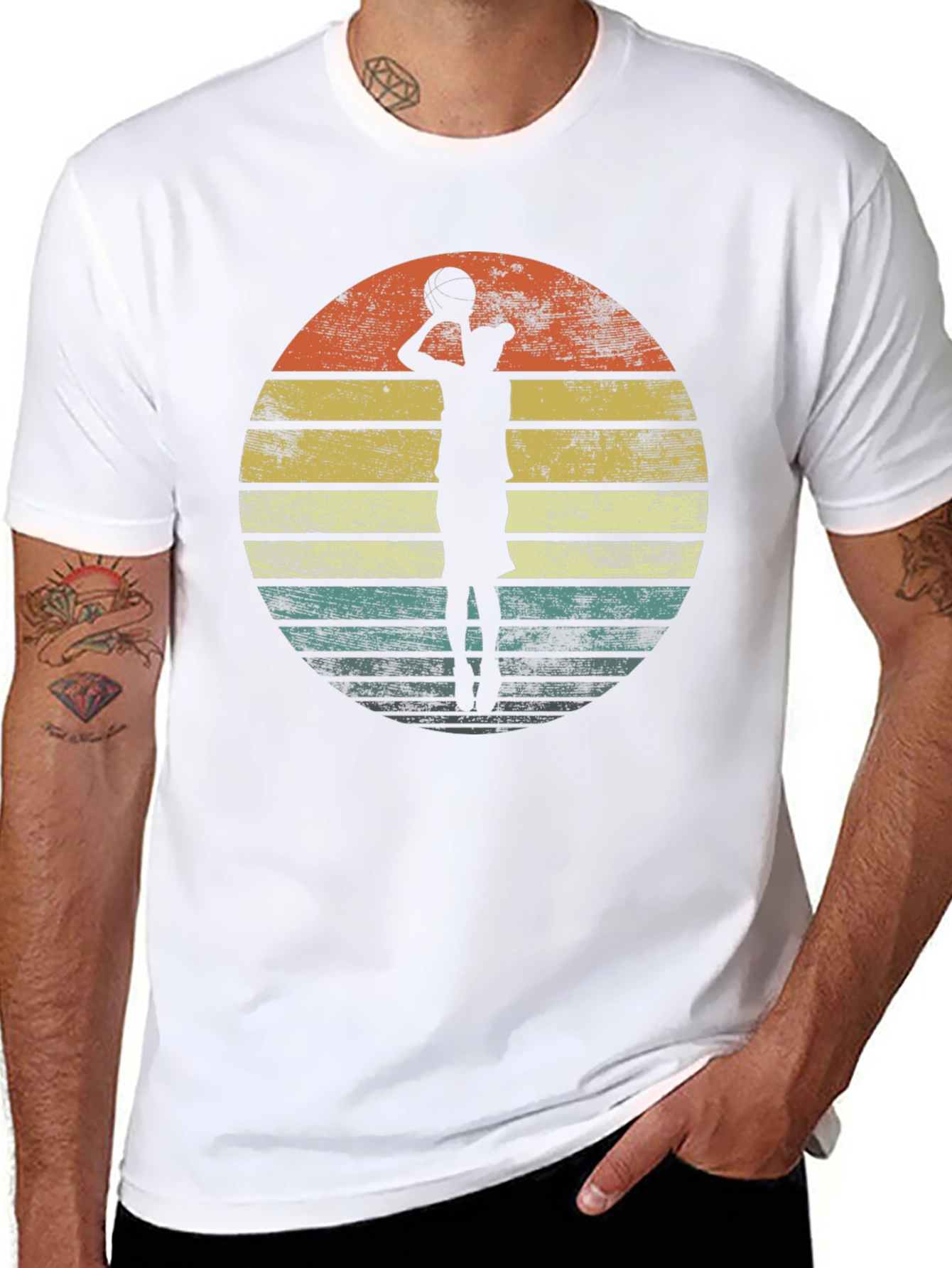 Retro Basketball Player Graphic T-Shirt