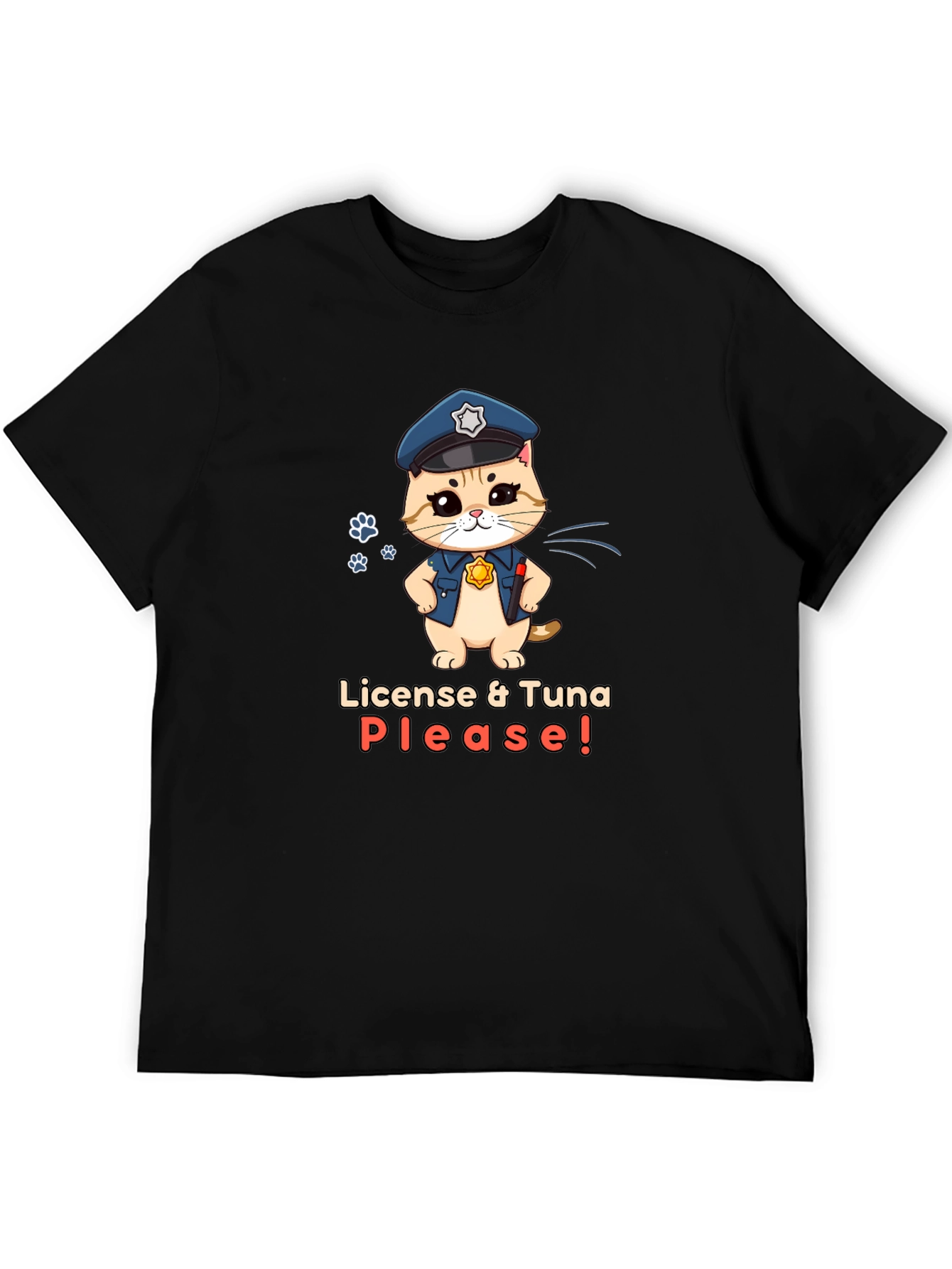 Funny Police Cat T-Shirt - License & Tuna Please!