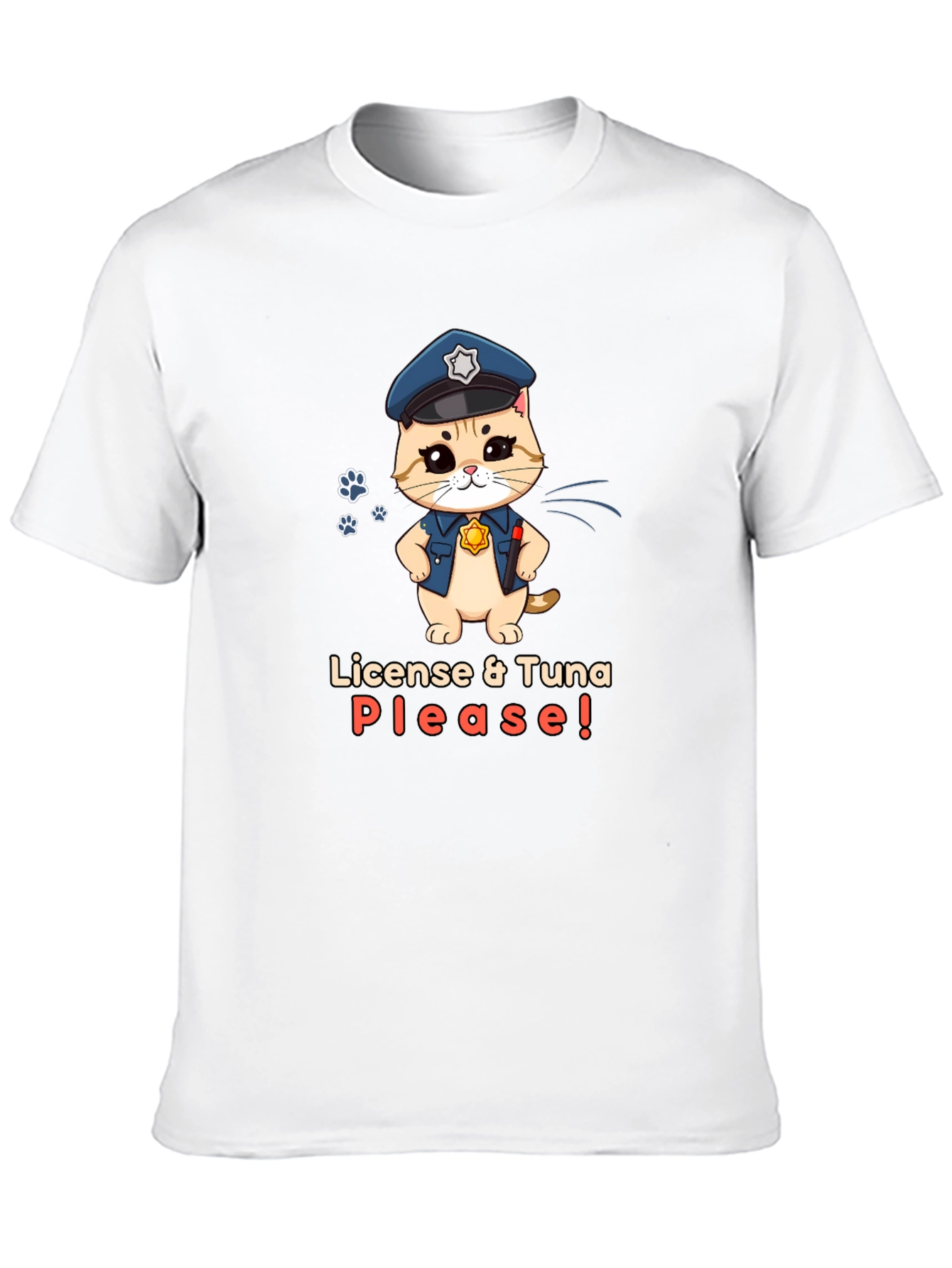 Funny Police Cat T-Shirt - License & Tuna Please!