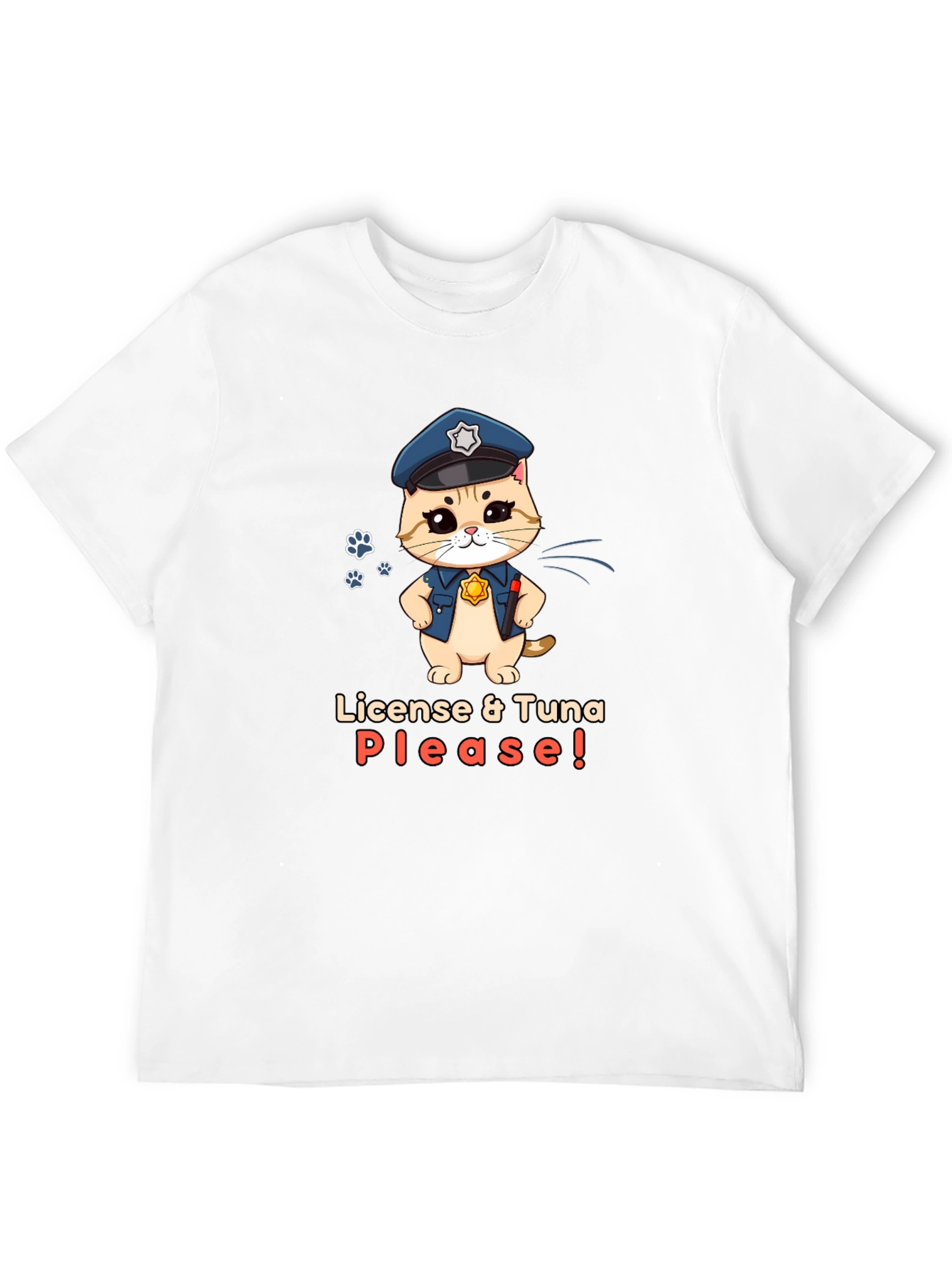 Funny Police Cat T-Shirt - License & Tuna Please!