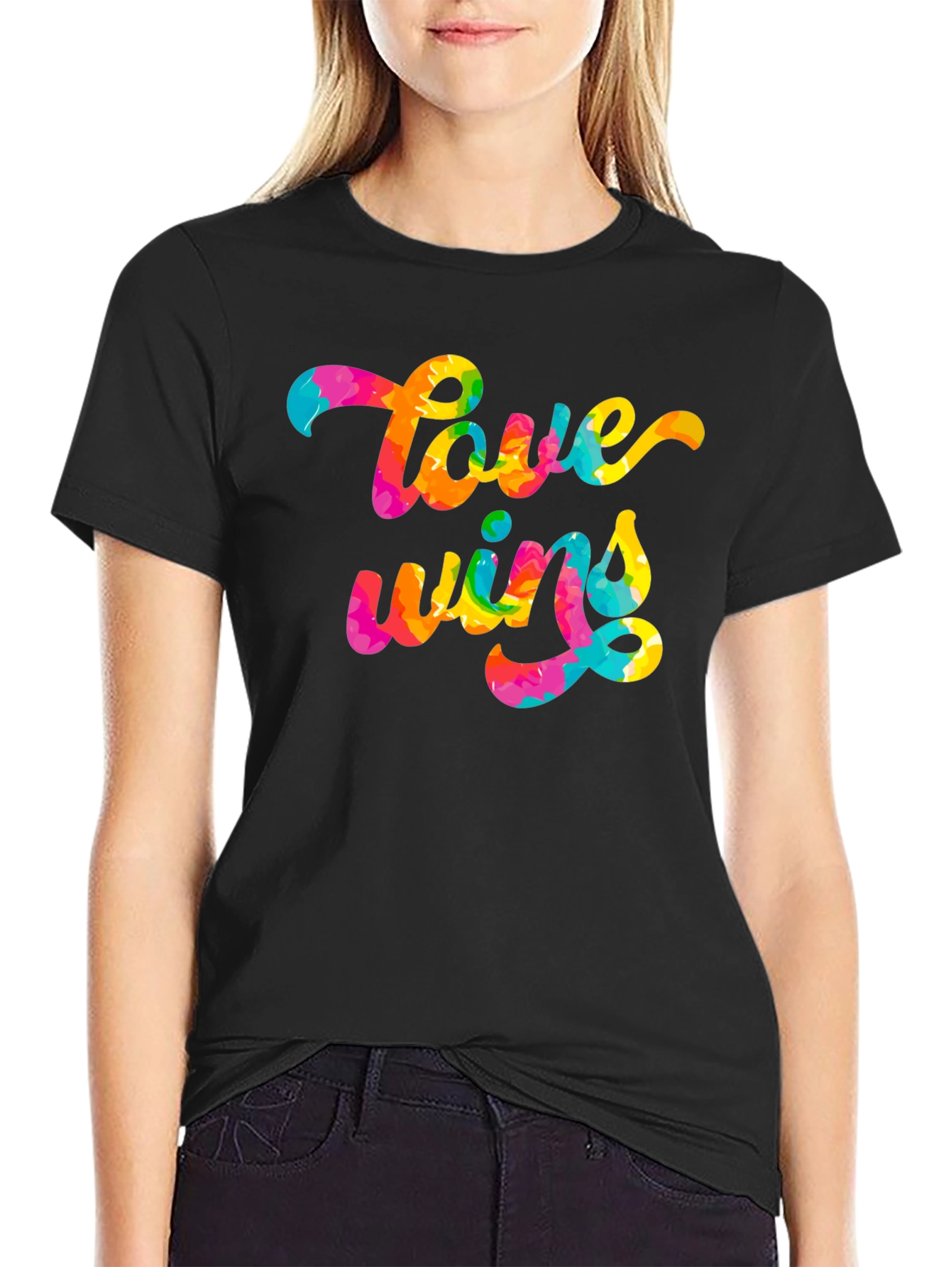Love Wins Tie Dye Graphic Tee - Black