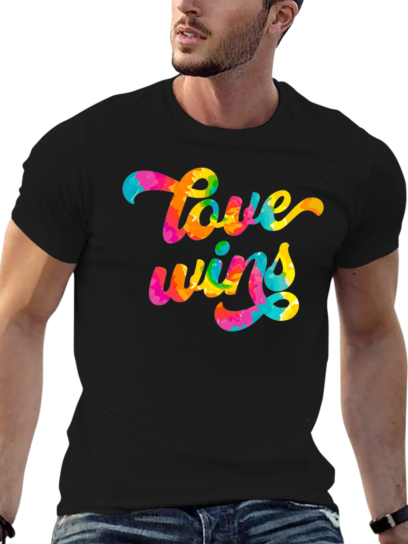 Love Wins Tie Dye Graphic Tee - Black