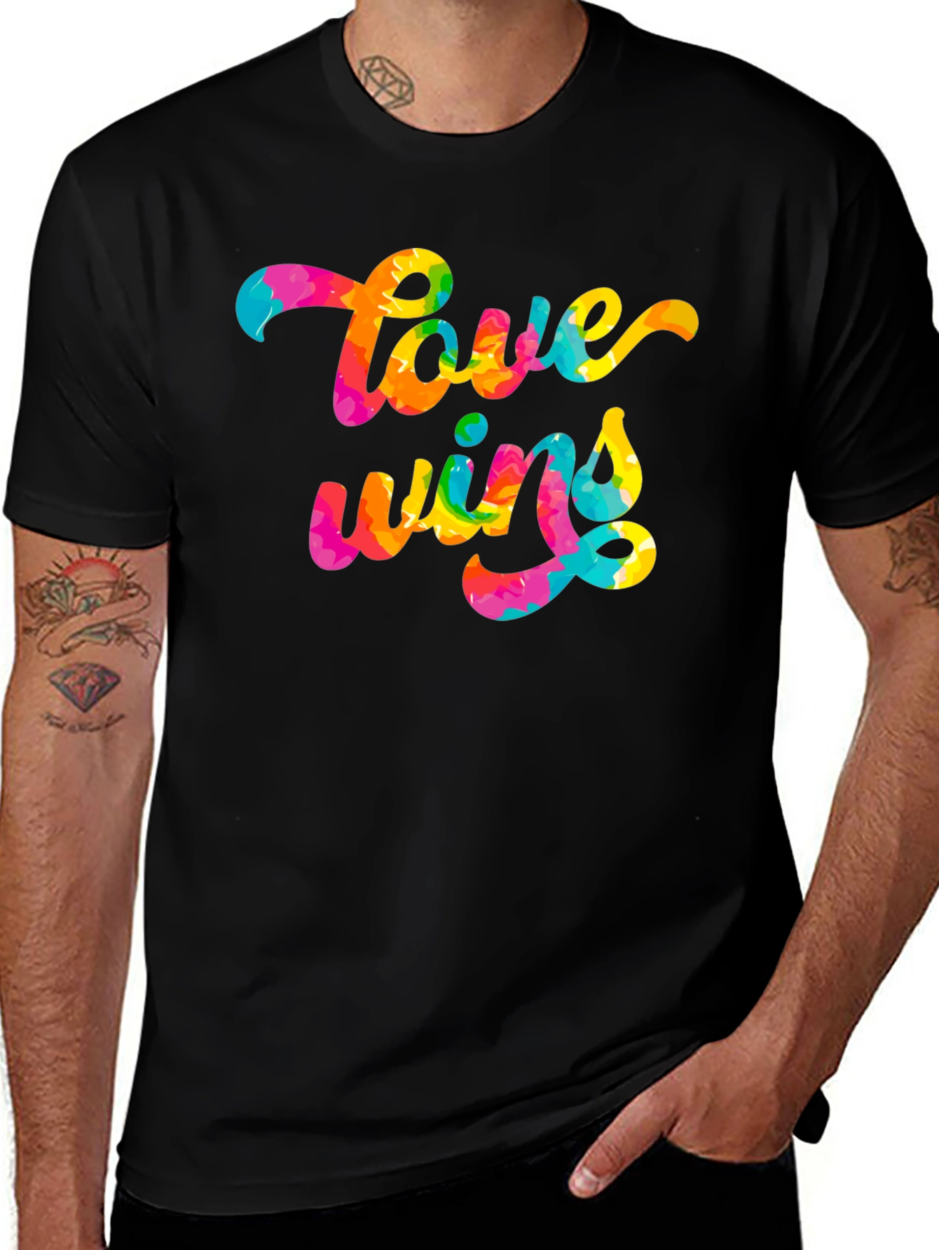 Love Wins Tie Dye Graphic Tee - Black