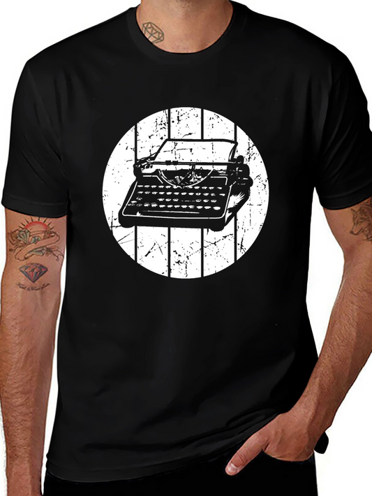 Retro Typewriter Graphic Tee - Black