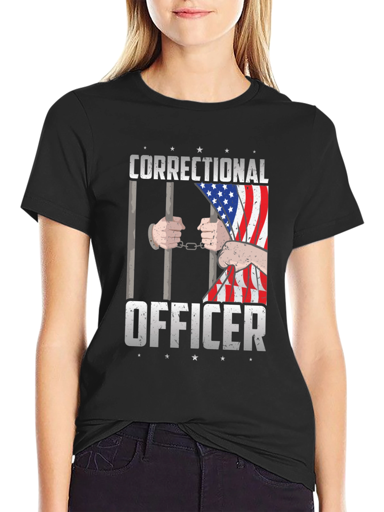 Correctional Officer American Flag Graphic T-Shirt
