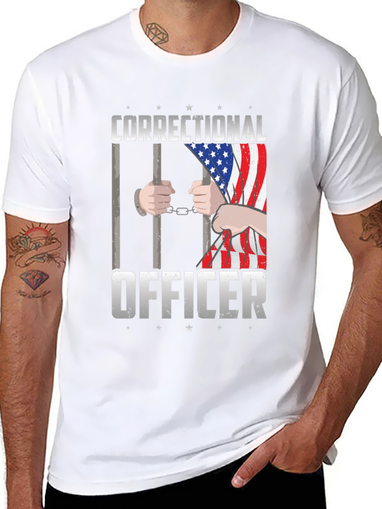 Correctional Officer American Flag Graphic T-Shirt