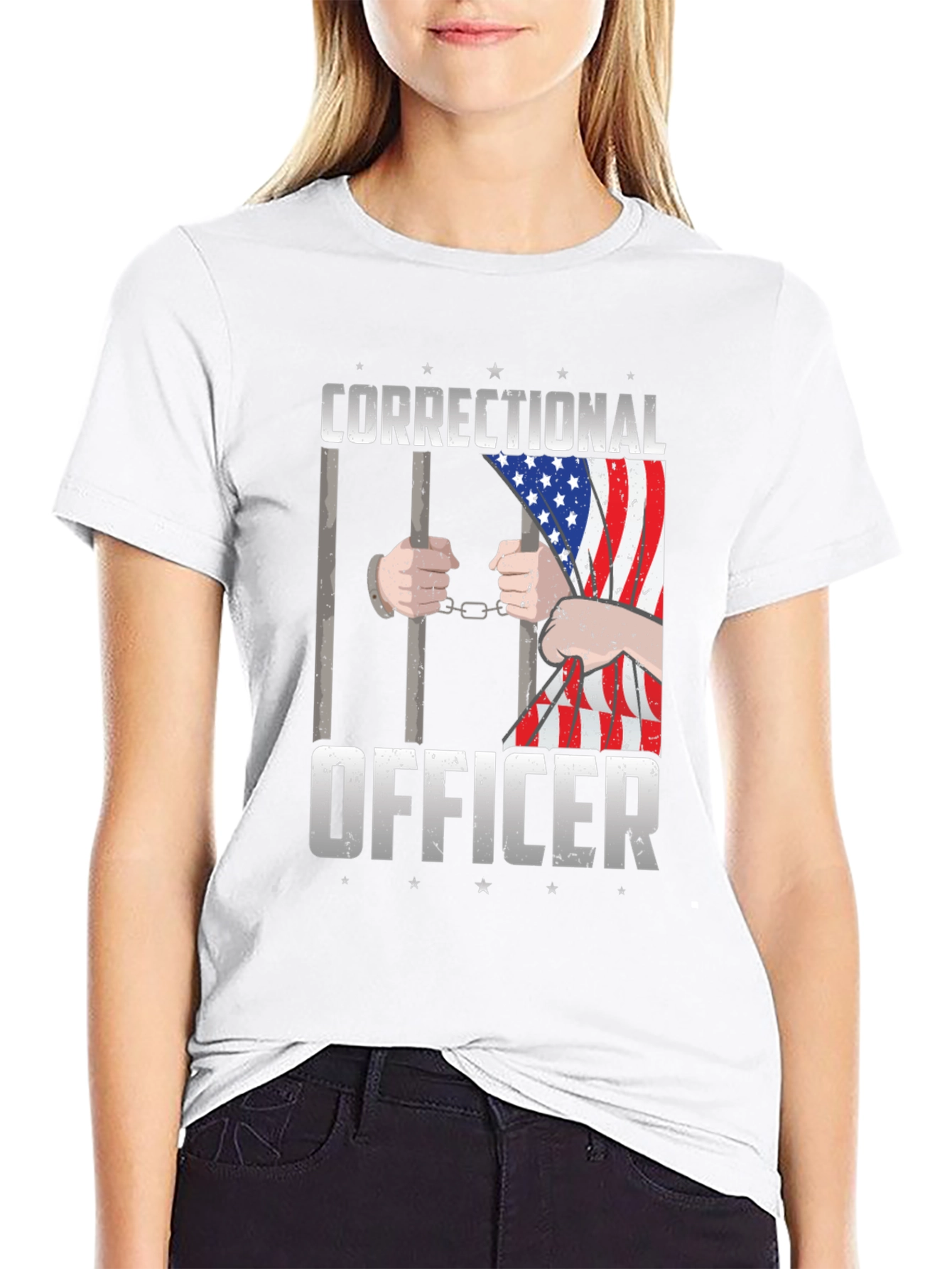 Correctional Officer American Flag Graphic T-Shirt