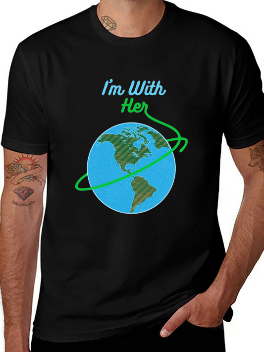 Im With Her Earth Graphic Black T-Shirt