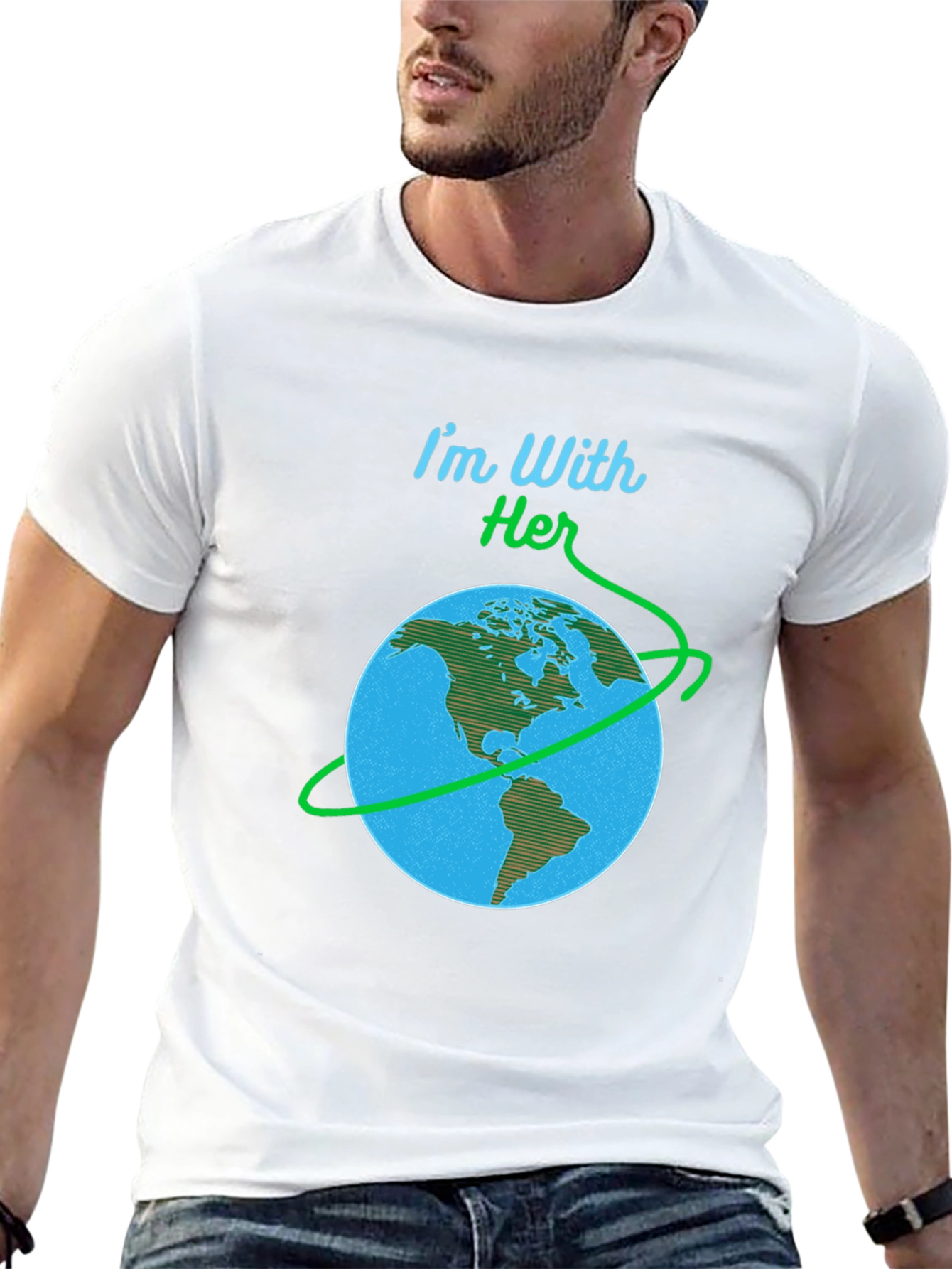 Im With Her Earth Graphic Black T-Shirt