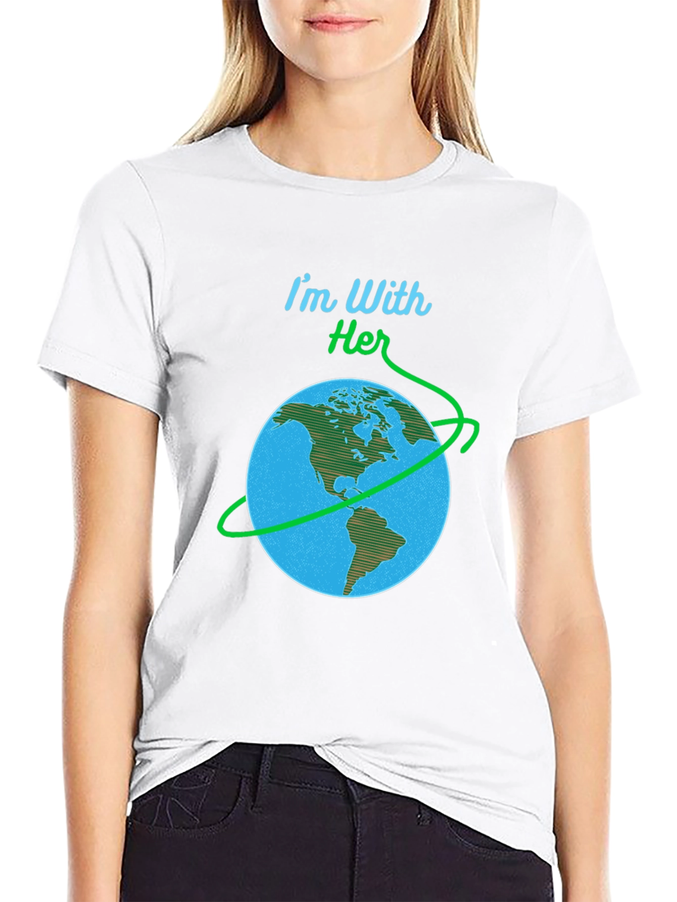 Im With Her Earth Graphic Black T-Shirt