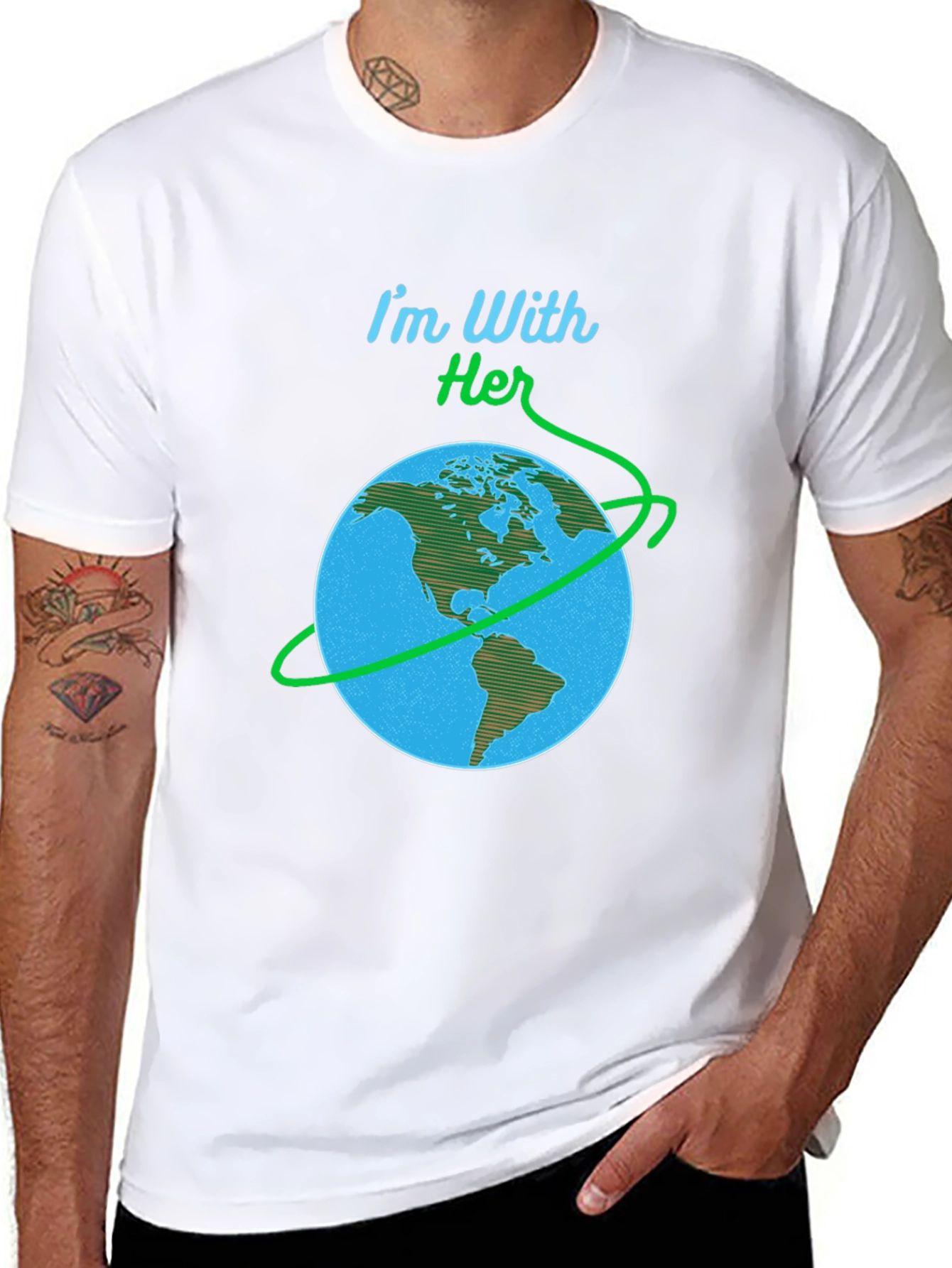 Im With Her Earth Graphic Black T-Shirt
