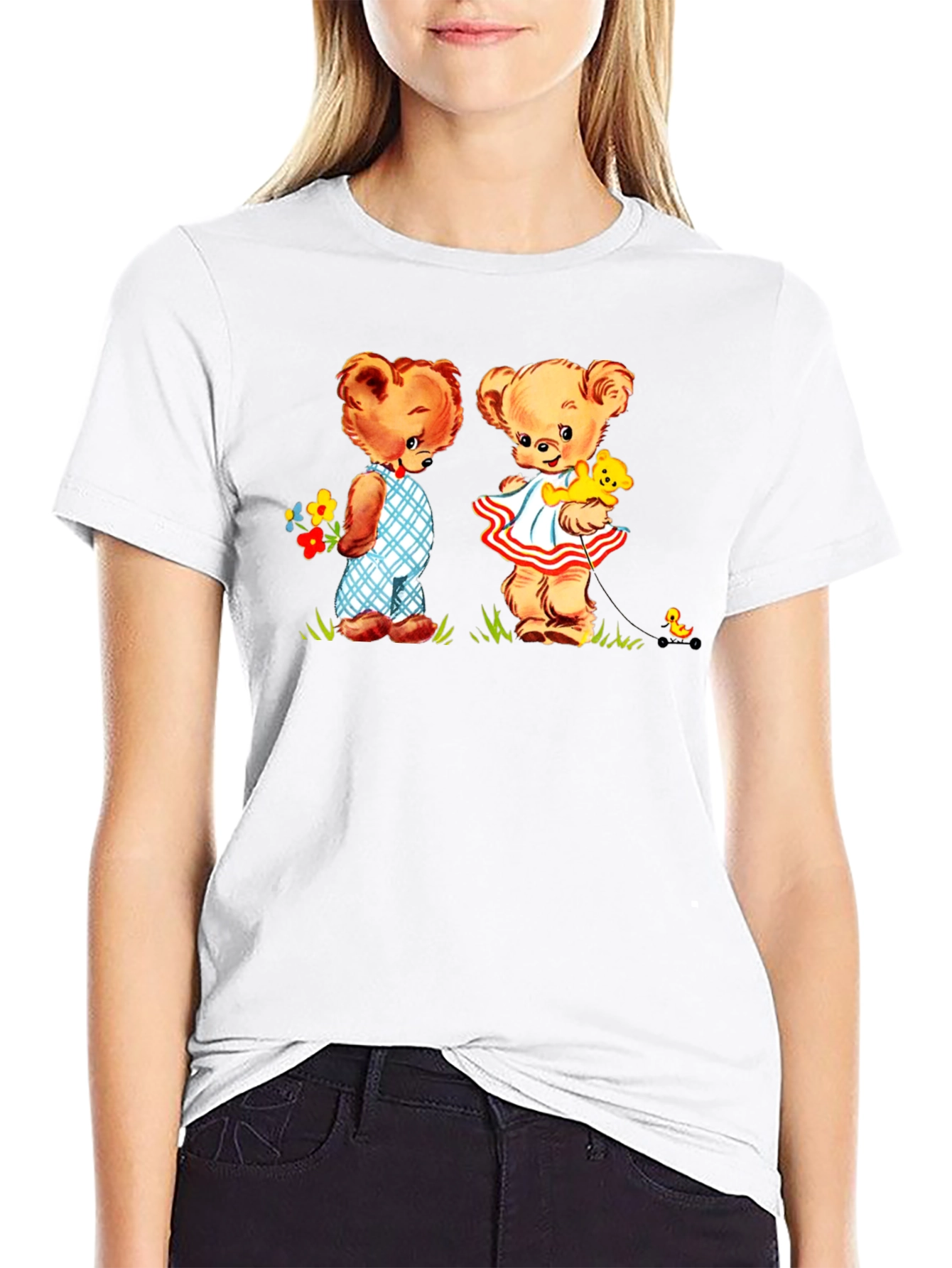 Teddy Bear Couple Black T-Shirt