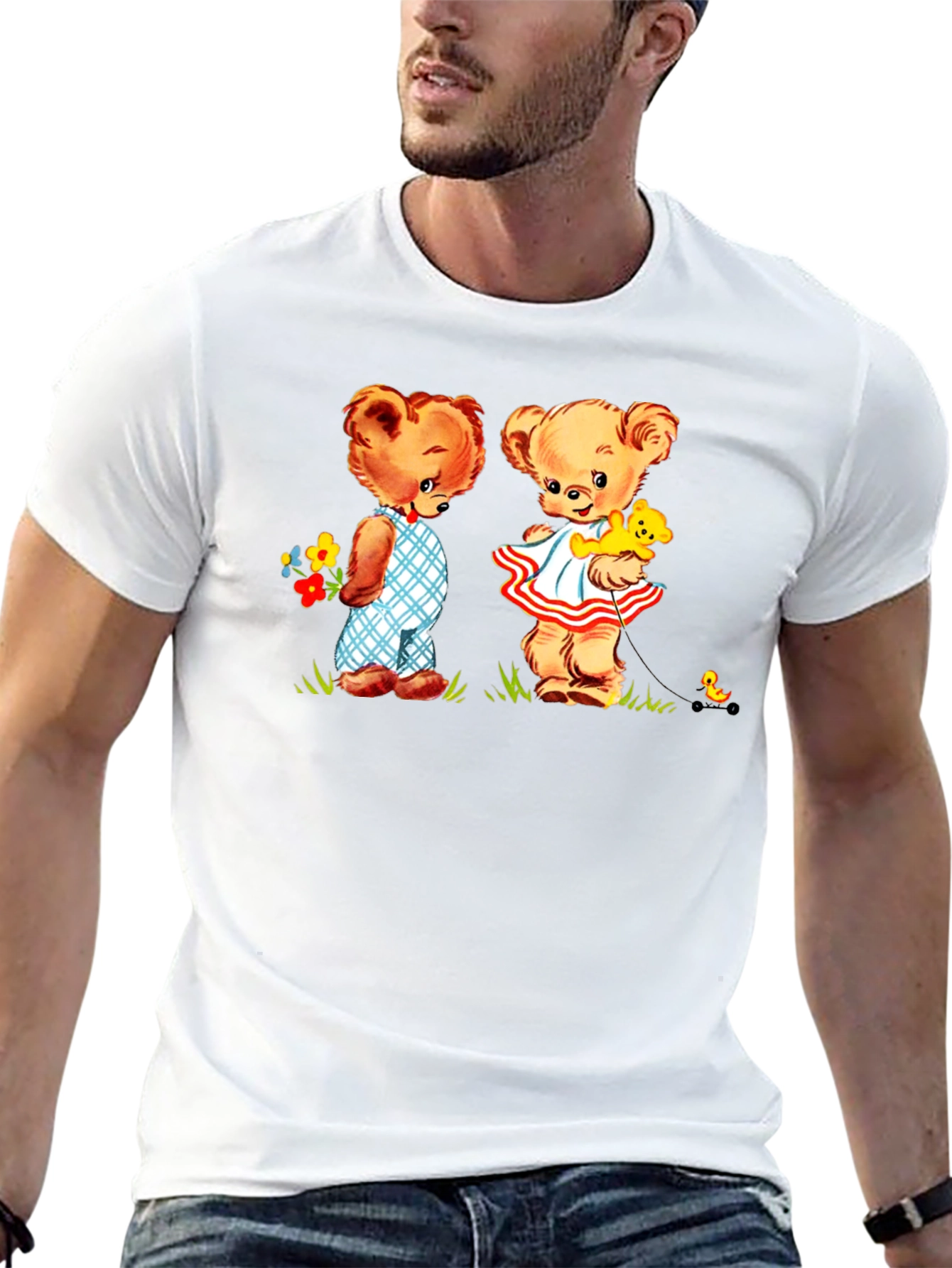 Teddy Bear Couple Black T-Shirt