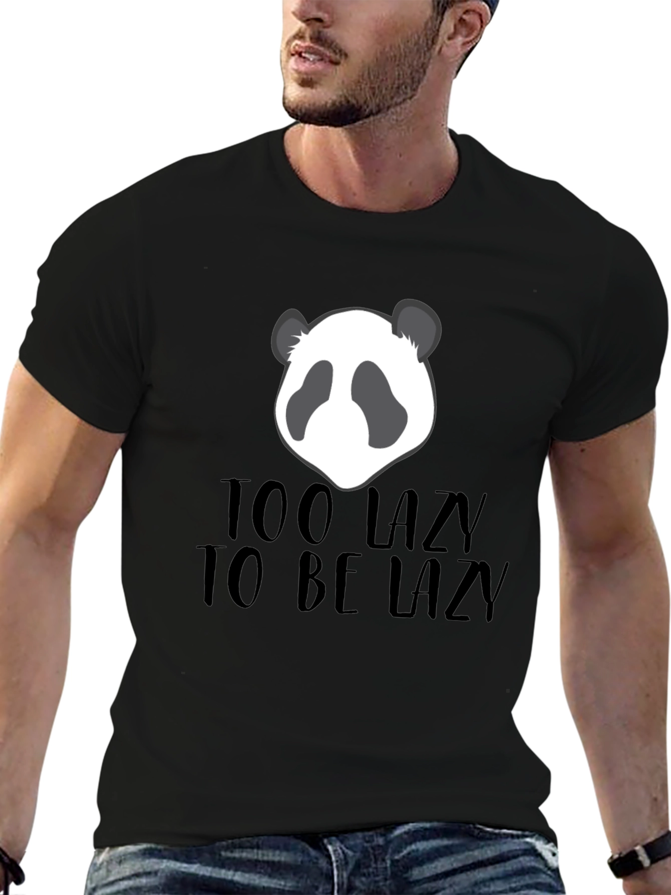 Too Lazy Panda Graphic Tee - Mens Black T-Shirt