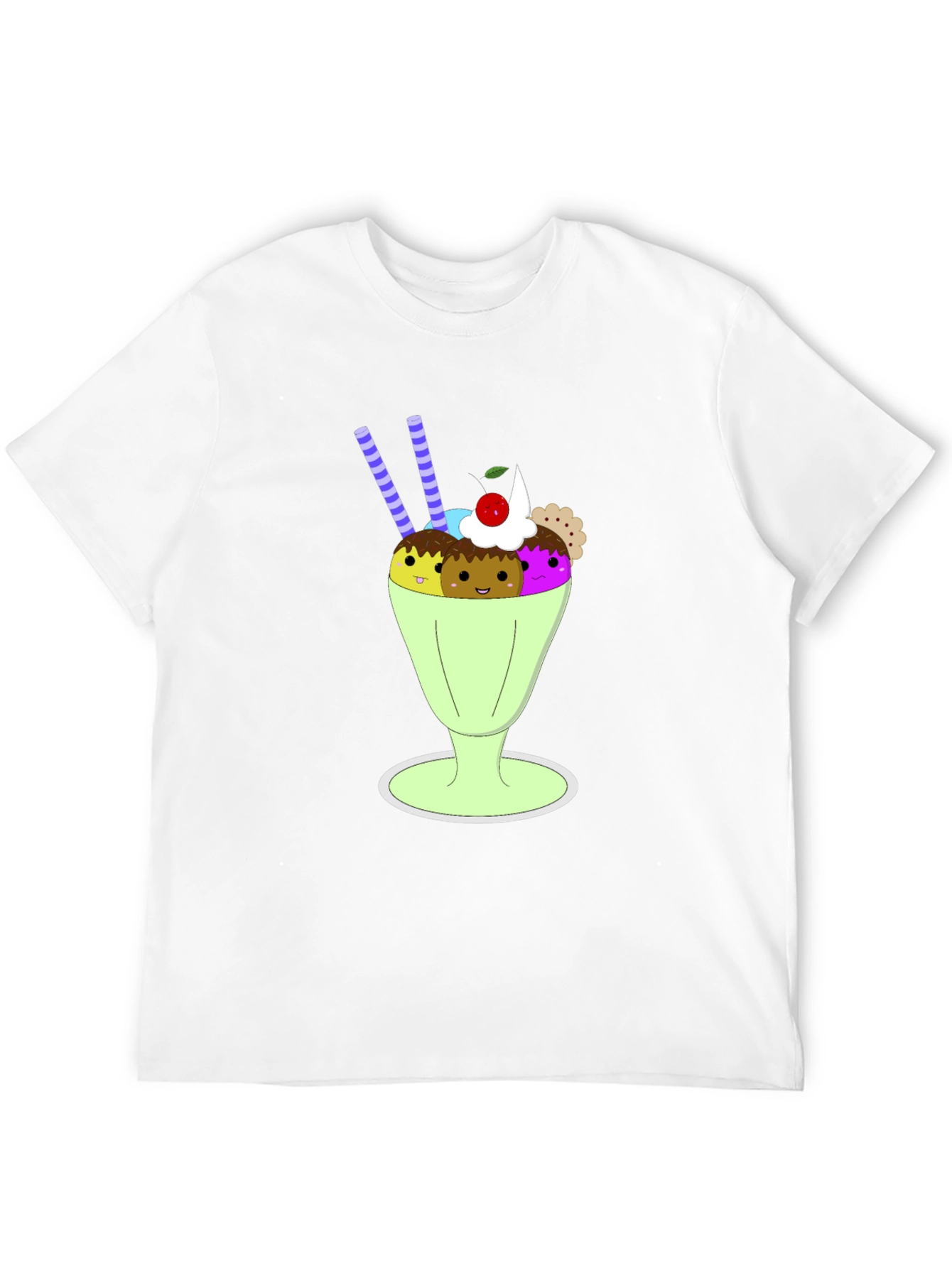 Fun Cartoon Ice Cream Sundae Graphic Tee