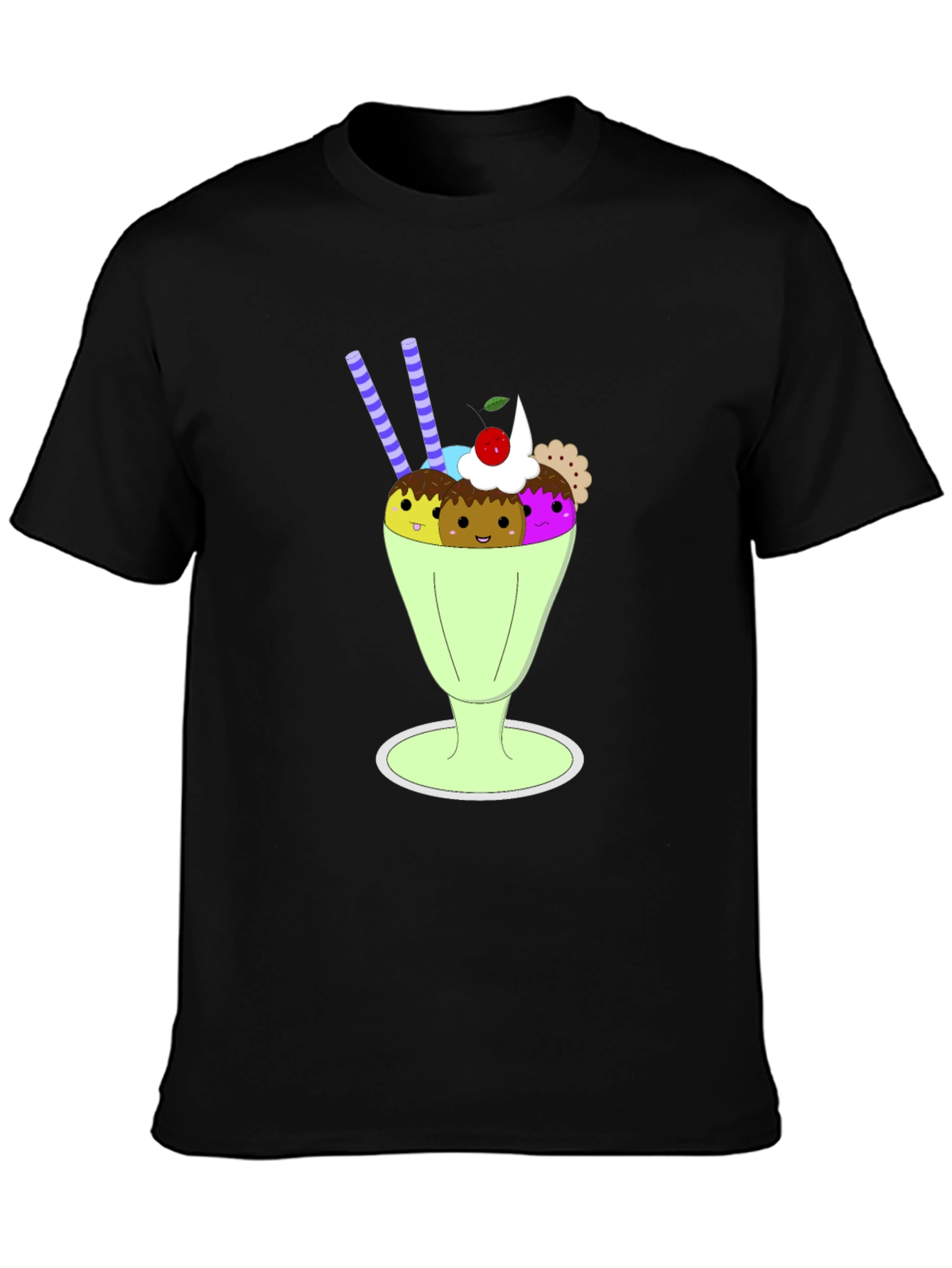 Fun Cartoon Ice Cream Sundae Graphic Tee