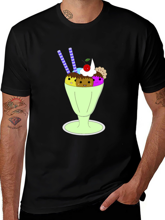 Fun Cartoon Ice Cream Sundae Graphic Tee