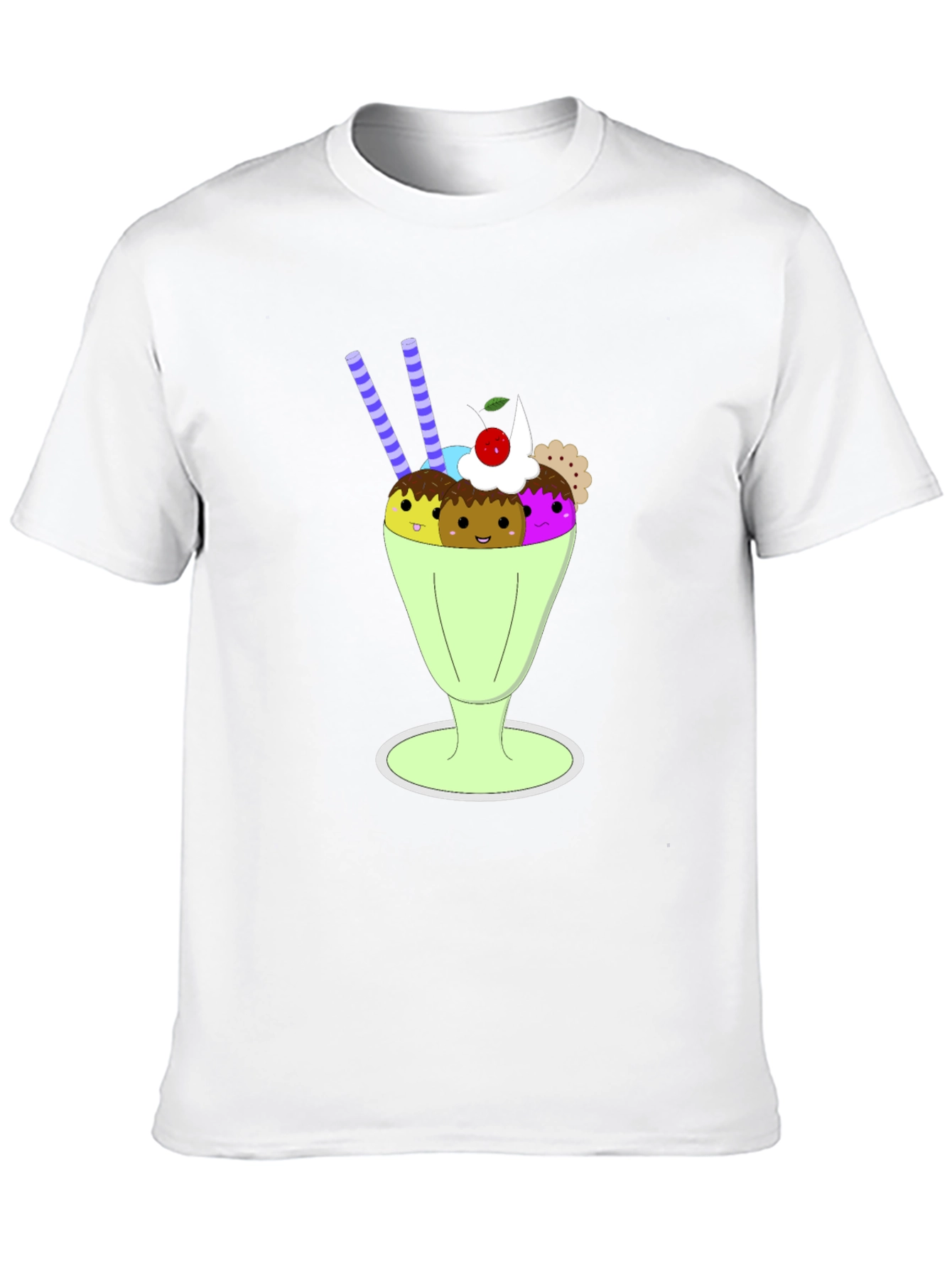 Fun Cartoon Ice Cream Sundae Graphic Tee