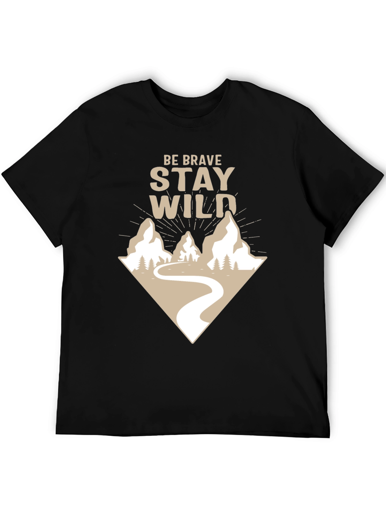 Be Brave Stay Wild Adventure Graphic Tee - Black