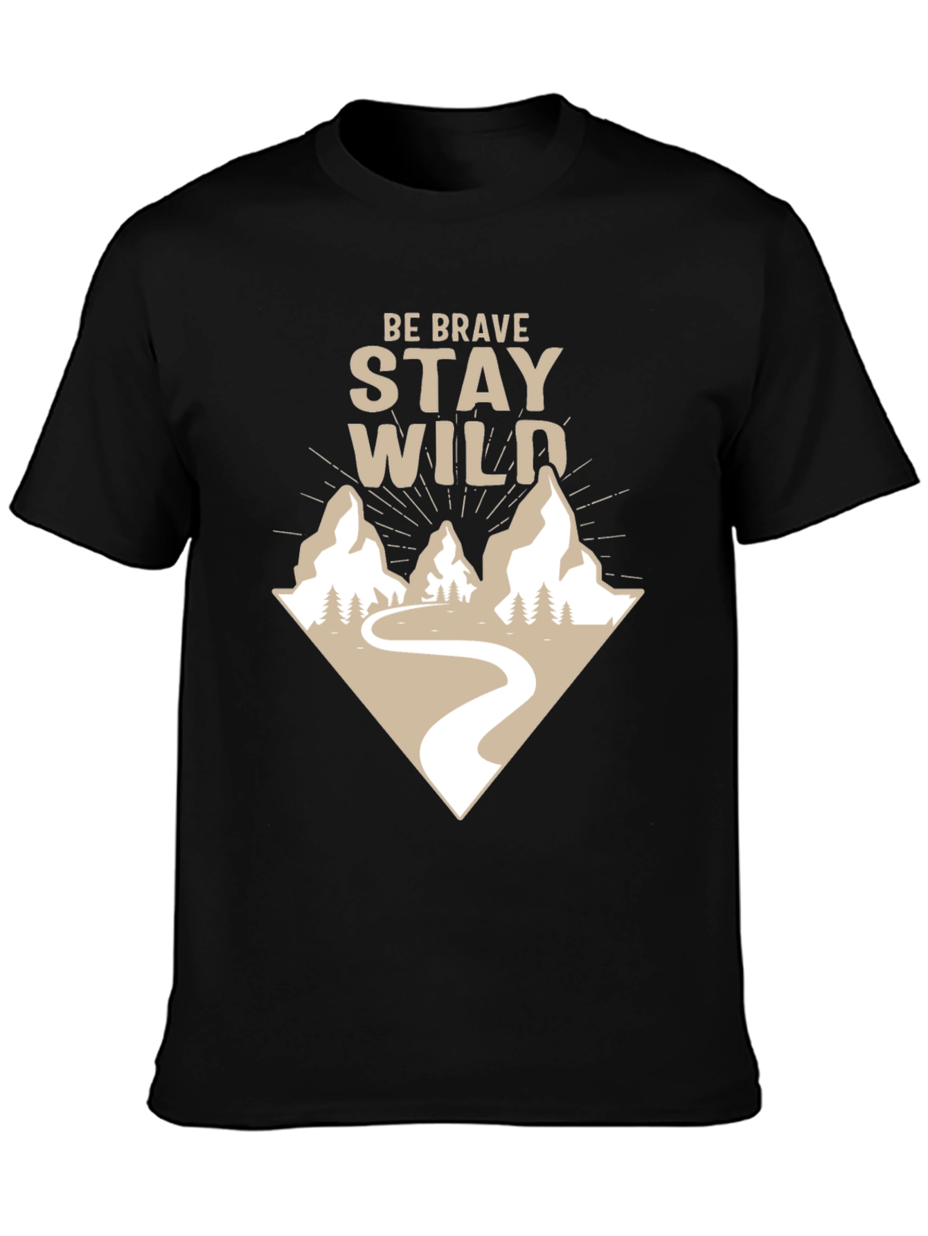 Be Brave Stay Wild Adventure Graphic Tee - Black