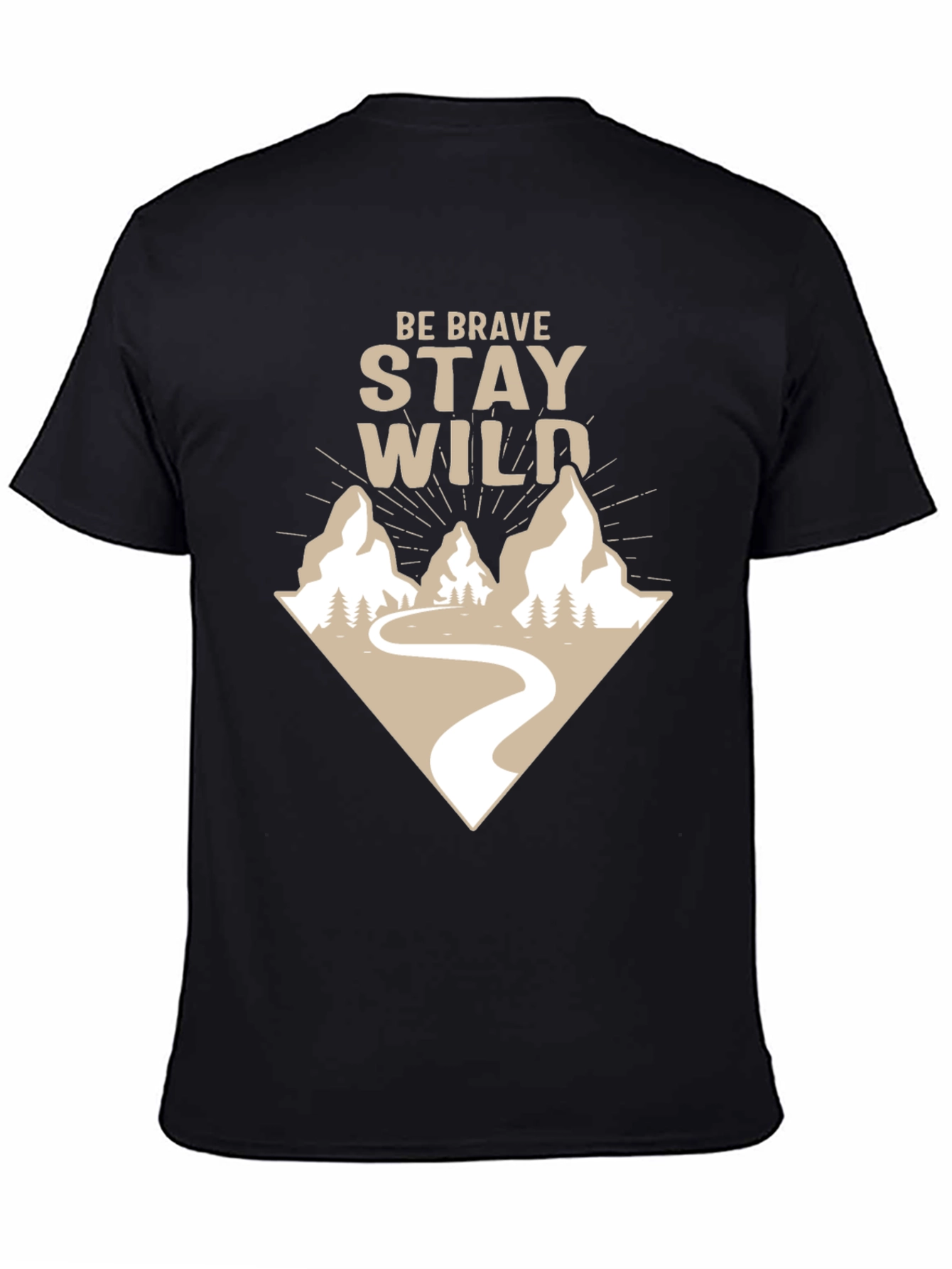 Be Brave Stay Wild Adventure Graphic Tee - Black