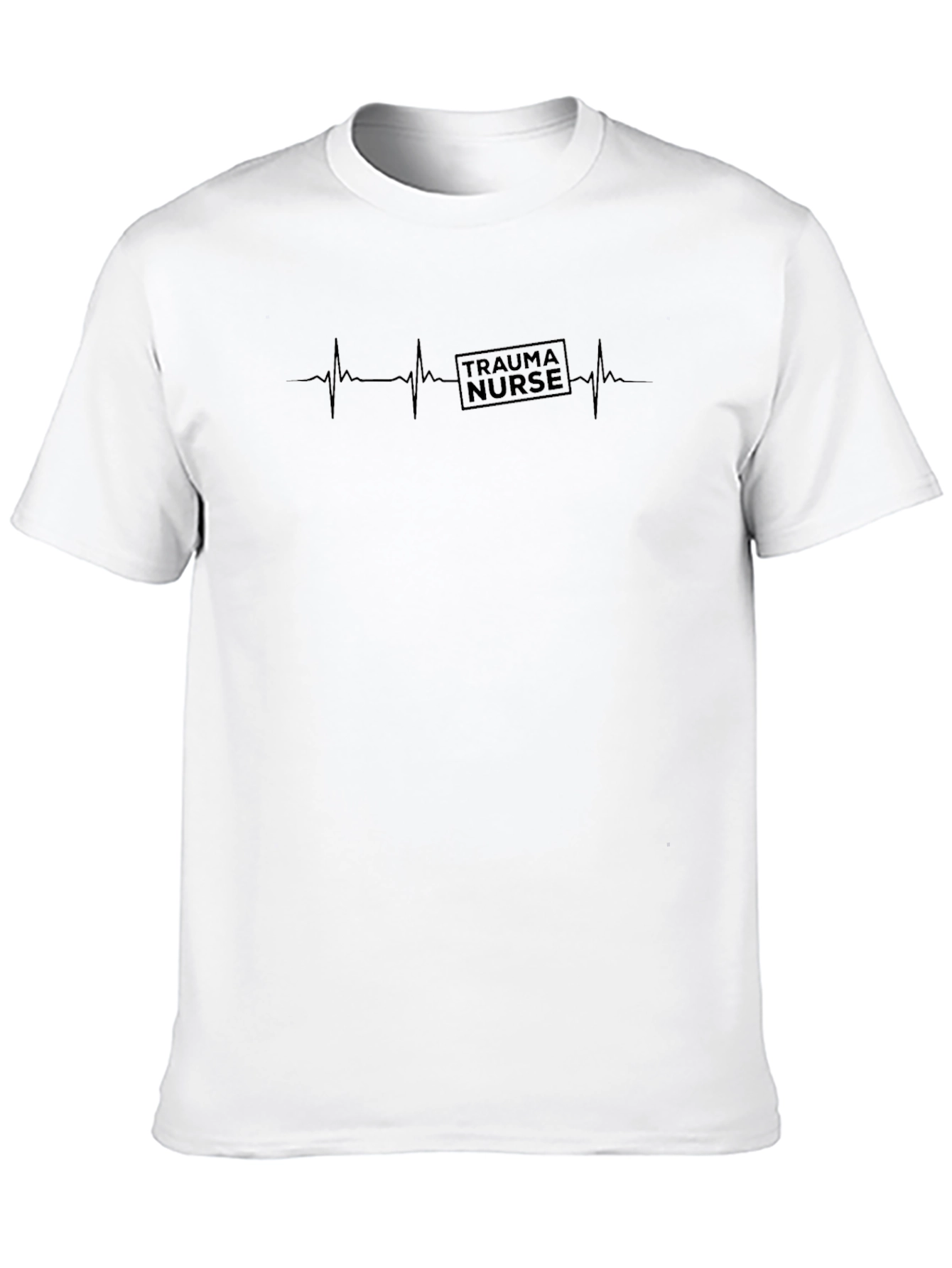 Trauma Nurse Heartbeat Graphic T-Shirt - Black