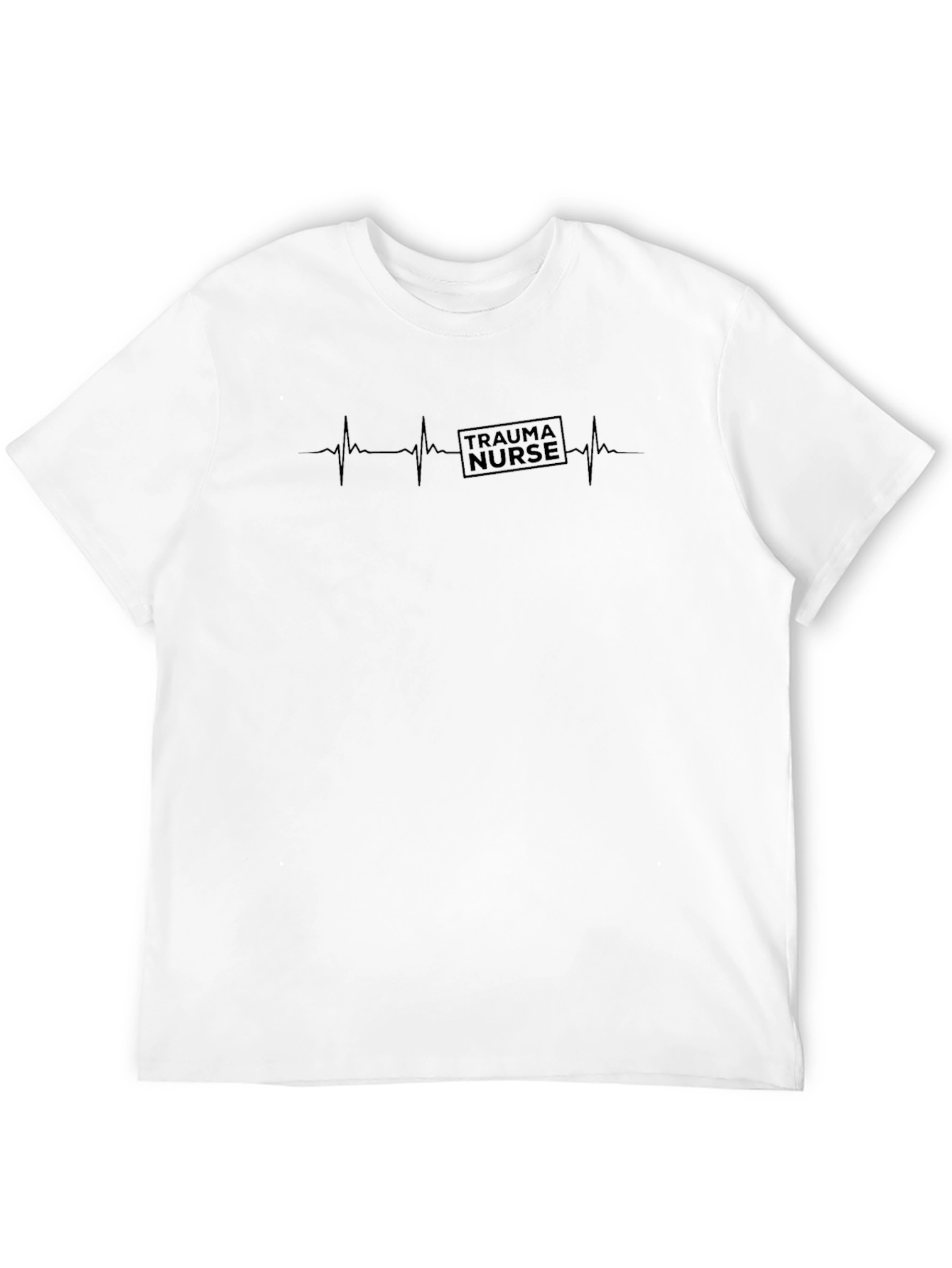 Trauma Nurse Heartbeat Graphic T-Shirt - Black