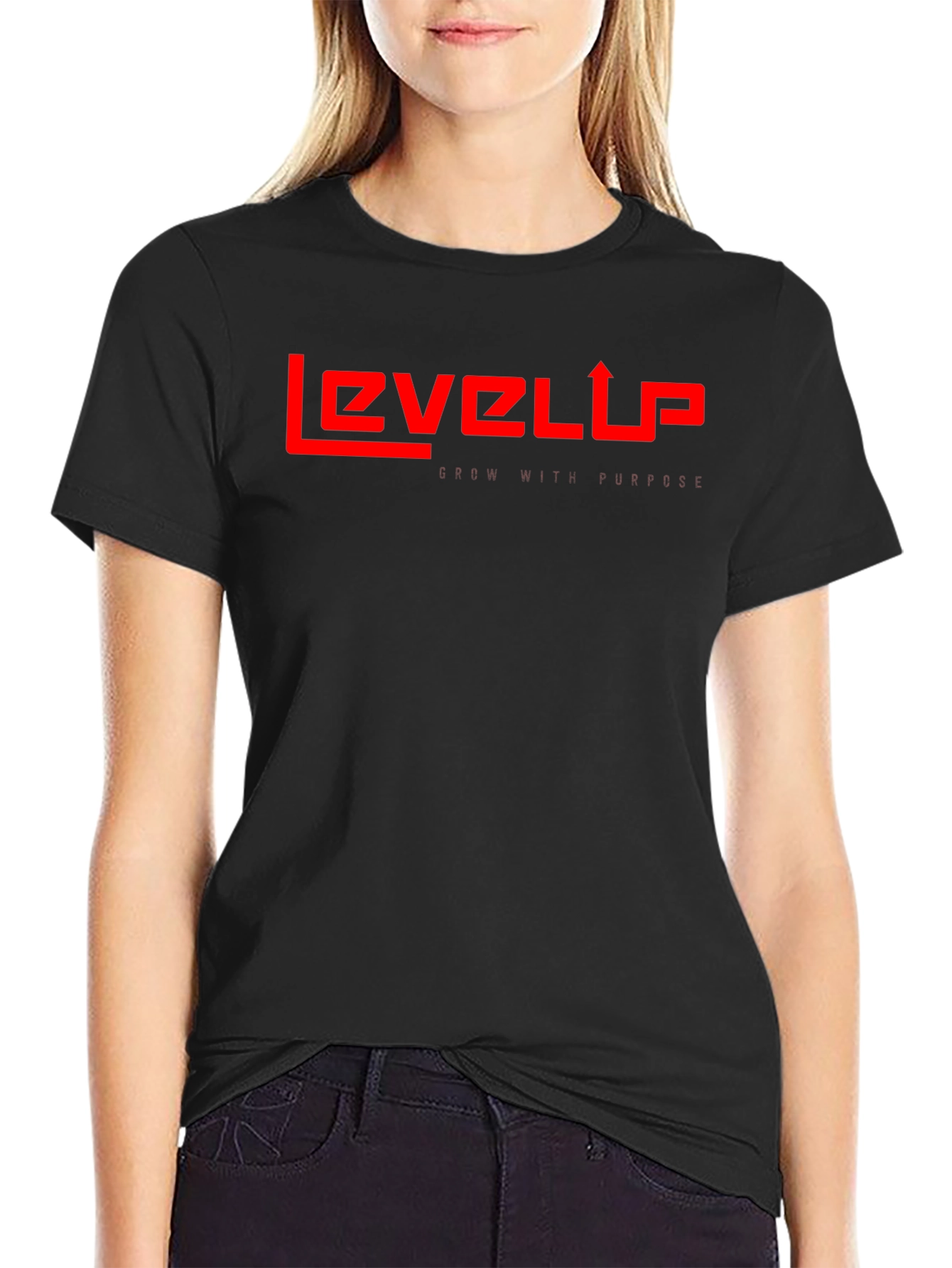 Level Up Graphic Tee - Red on Black