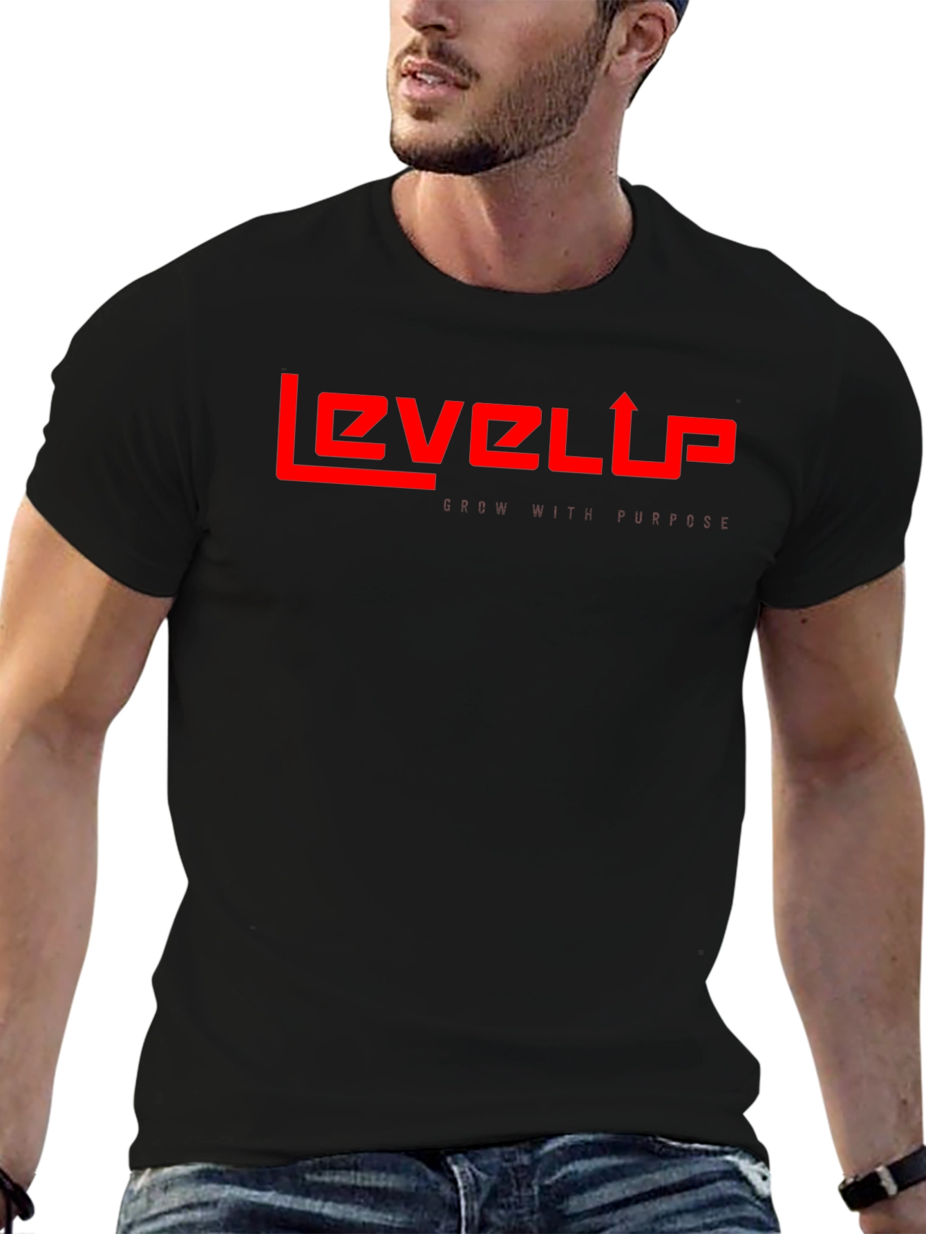 Level Up Graphic Tee - Red on Black