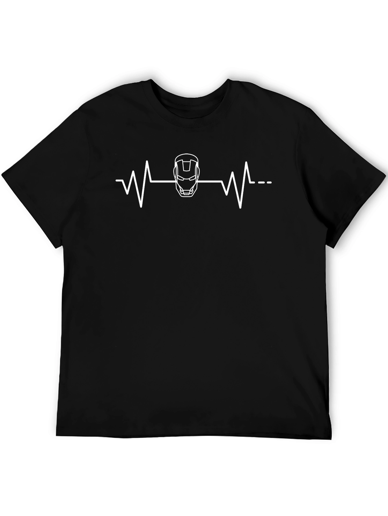 Iron Heartbeat Graphic Tee - Black Cotton T-Shirt