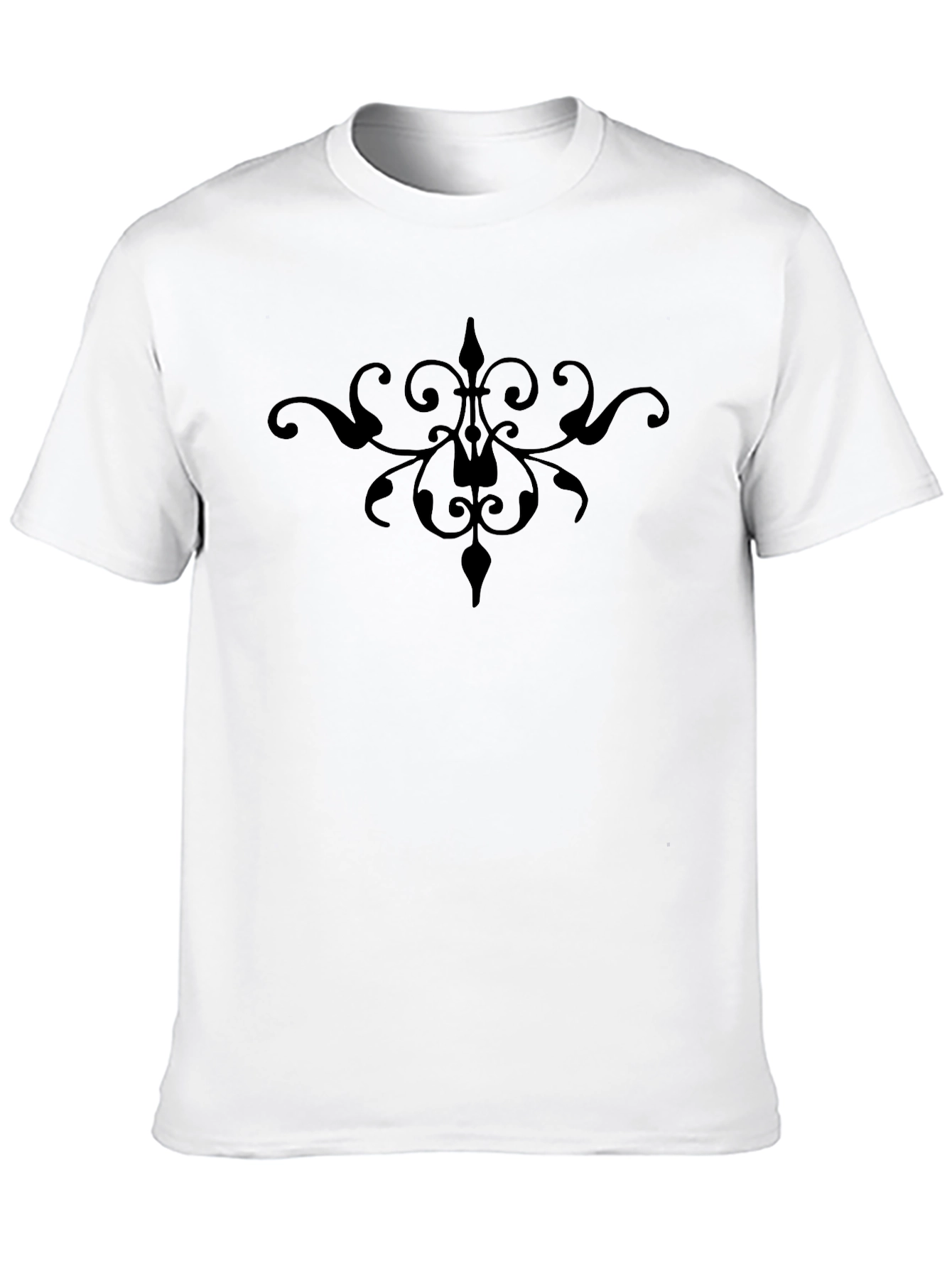 Elegant Black Ornate Motif T-Shirt