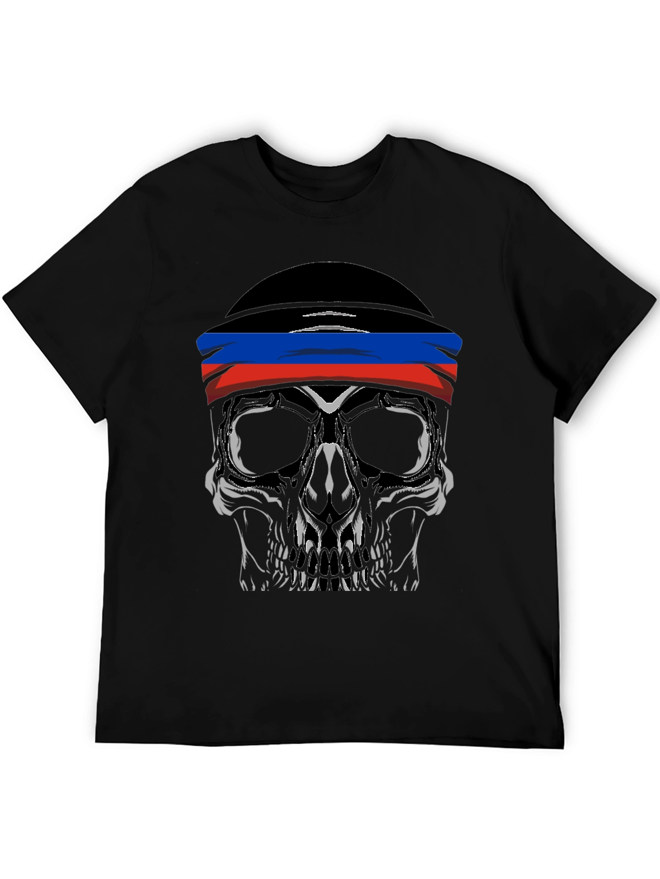 Skull with DPR Flag Headband Black T-Shirt