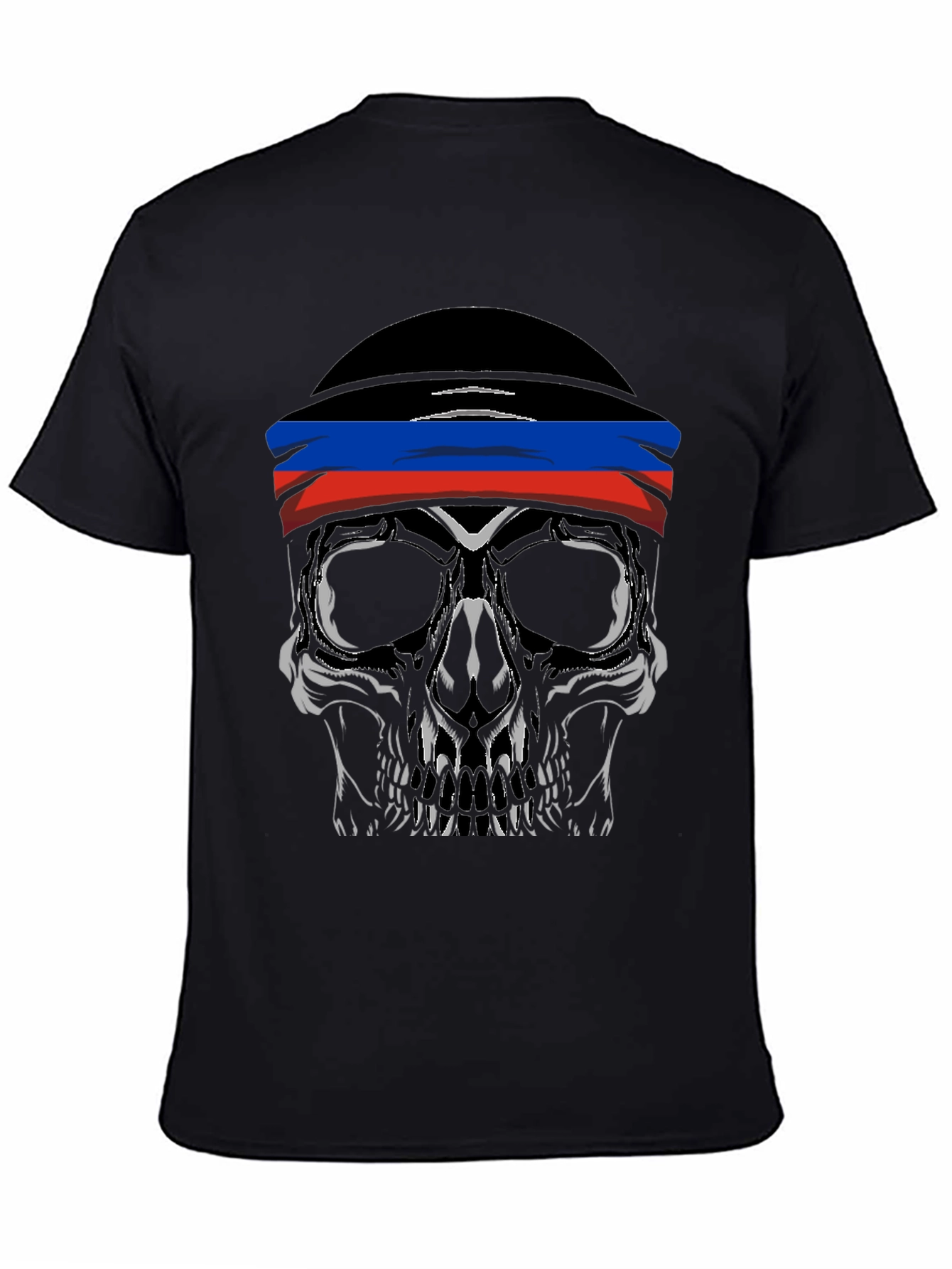 Skull with DPR Flag Headband Black T-Shirt