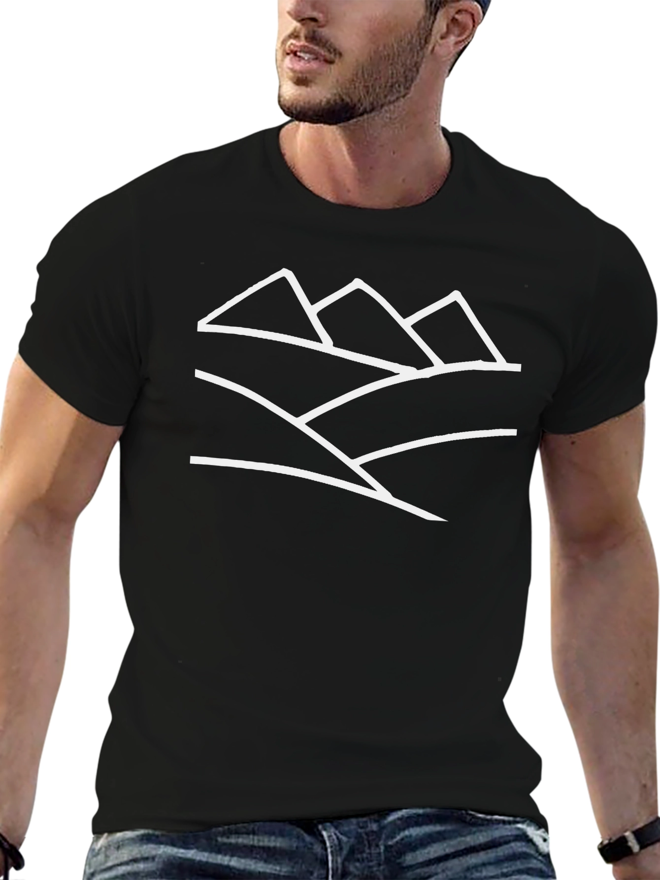 Minimalist Mountain Range Graphic Tee - Black